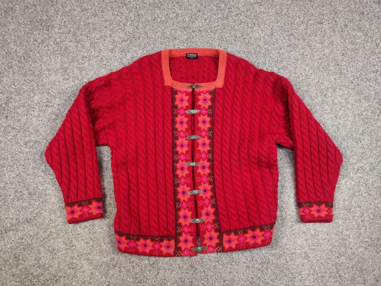 Dale Of Norway Vintage 90's Vrikke Norway Wool pattern Red Sweater Cardigan Size M / US 6-8 / IT 42-44 - 15 Thumbnail
