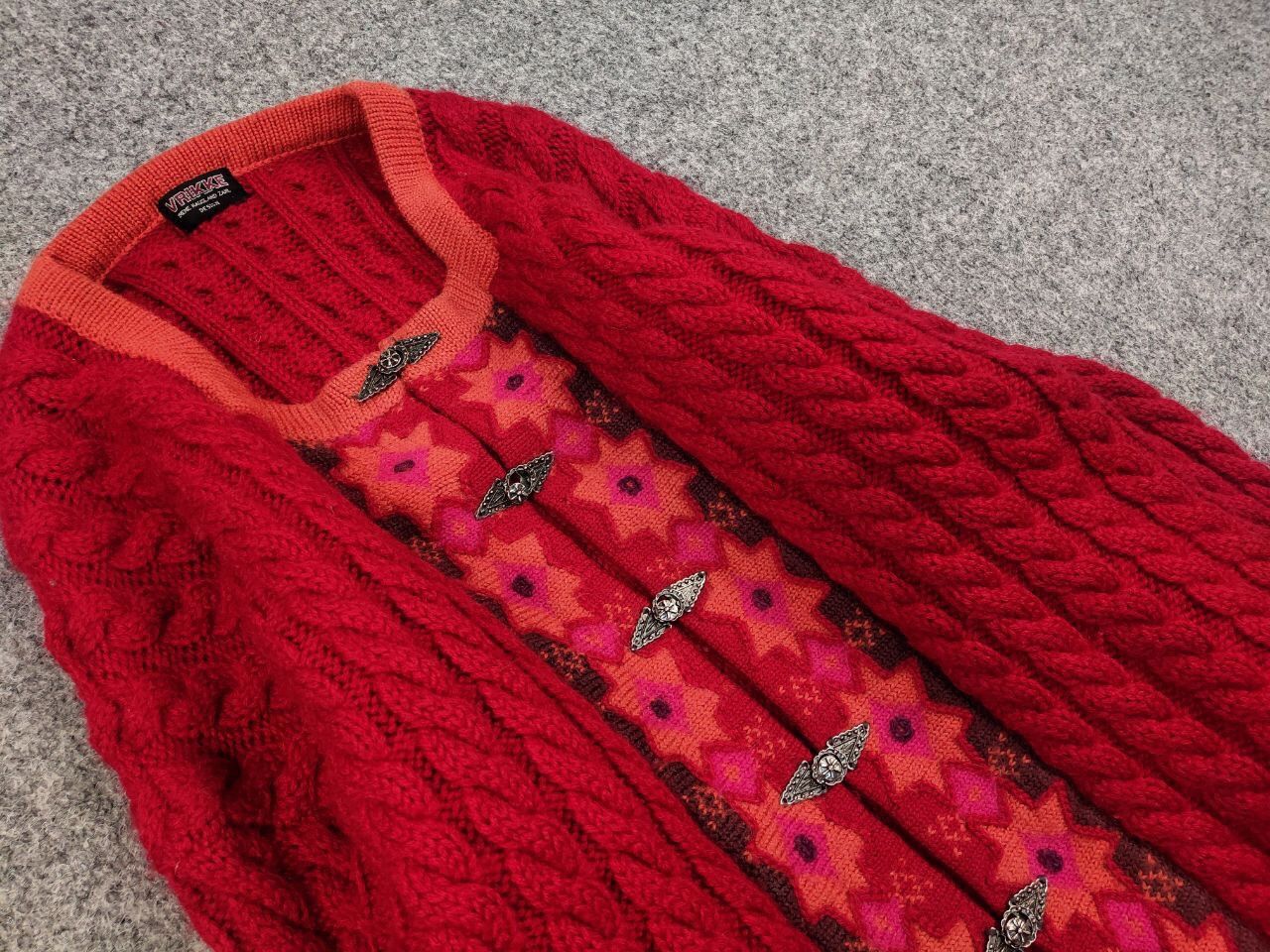 Dale Of Norway Vintage 90's Vrikke Norway Wool pattern Red Sweater Cardigan Size M / US 6-8 / IT 42-44 - 12 Thumbnail