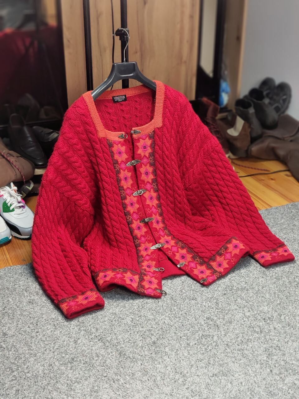Dale Of Norway Vintage 90's Vrikke Norway Wool pattern Red Sweater Cardigan Size M / US 6-8 / IT 42-44 - 21 Thumbnail