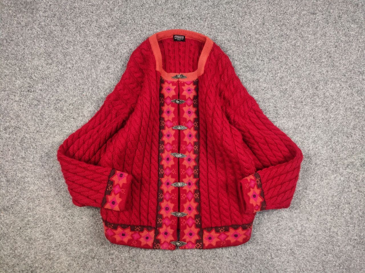 Dale Of Norway Vintage 90's Vrikke Norway Wool pattern Red Sweater Cardigan Size M / US 6-8 / IT 42-44 - 13 Thumbnail