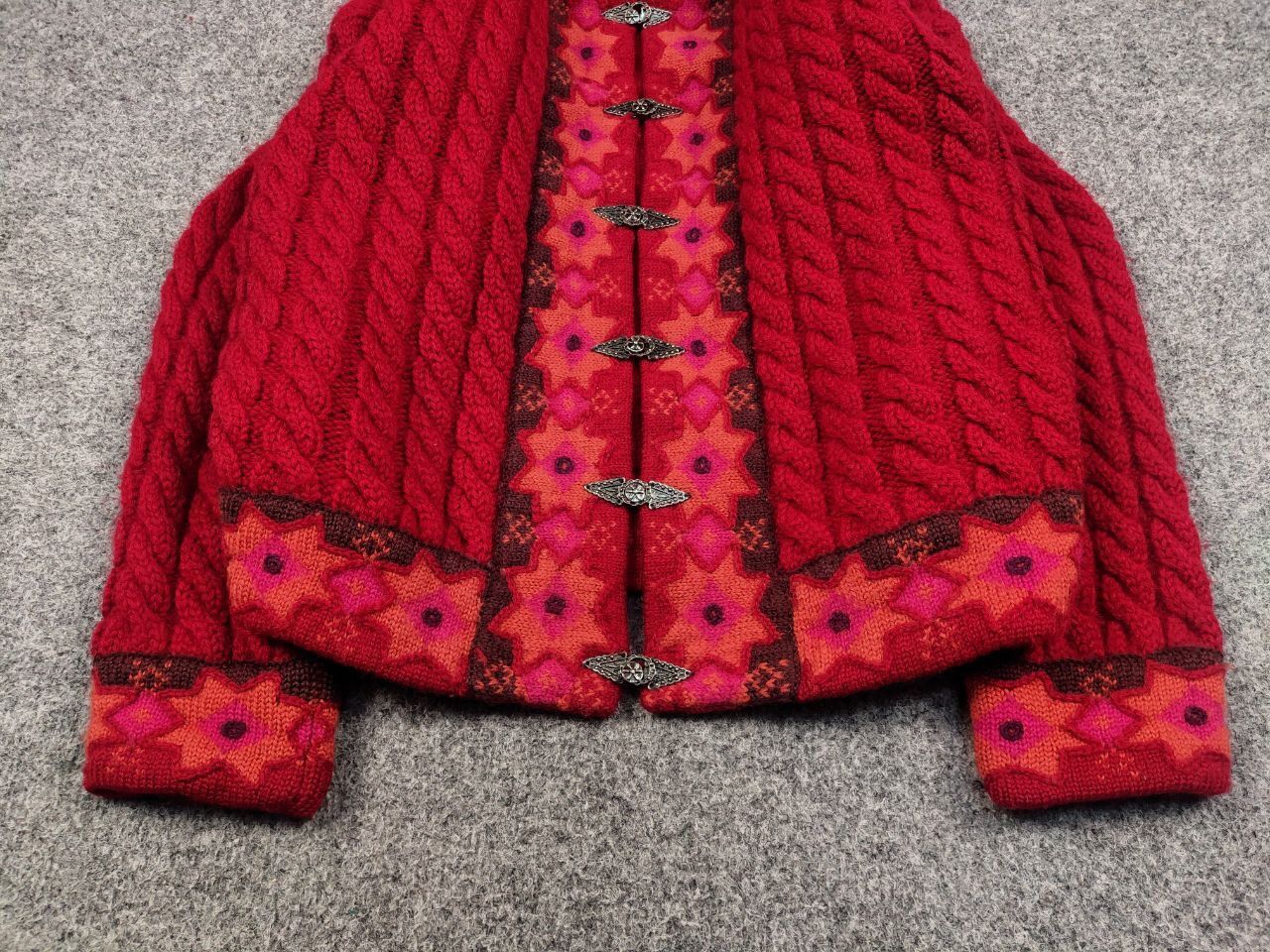 Dale Of Norway Vintage 90's Vrikke Norway Wool pattern Red Sweater Cardigan Size M / US 6-8 / IT 42-44 - 9 Thumbnail