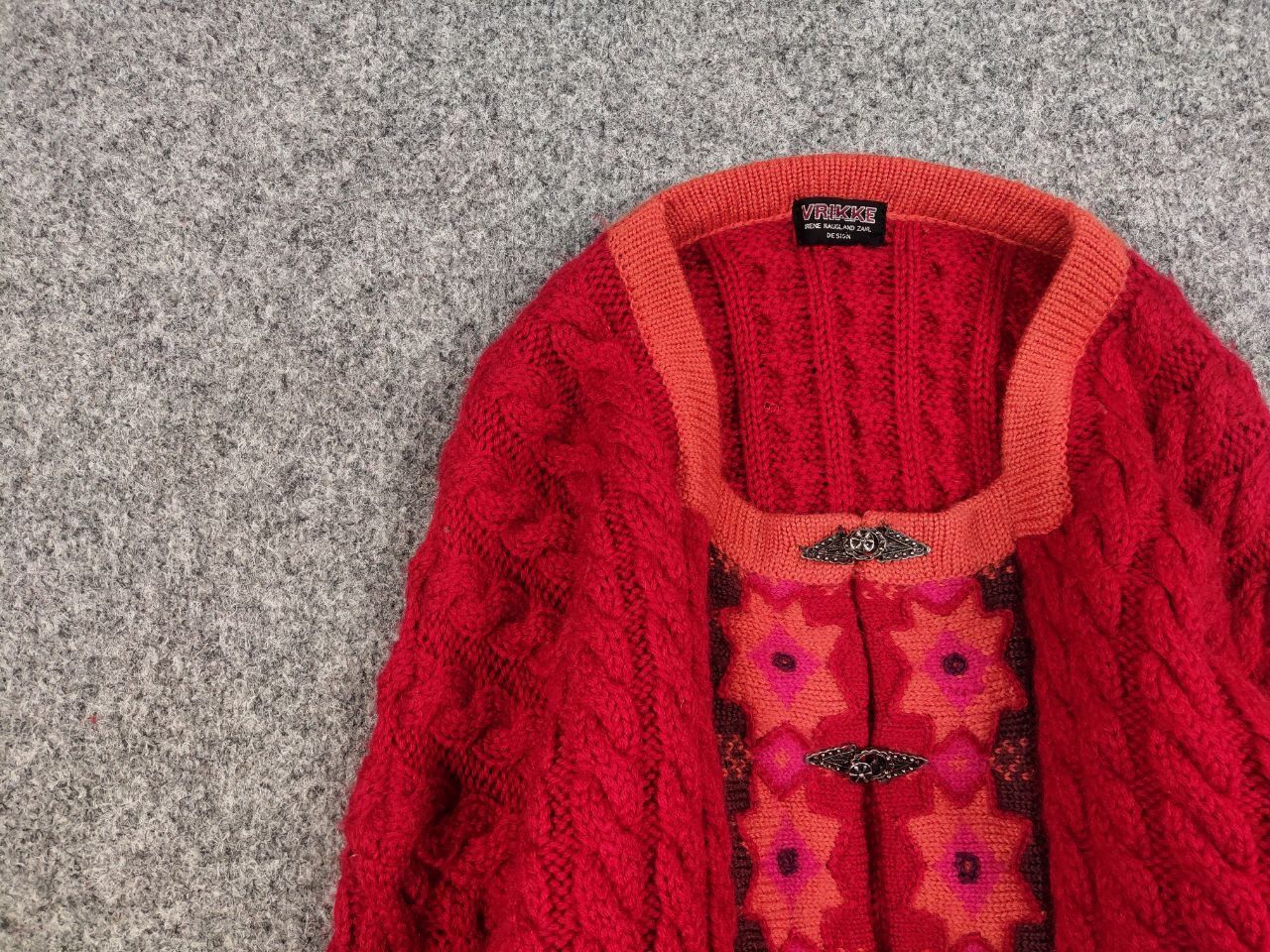 Dale Of Norway Vintage 90's Vrikke Norway Wool pattern Red Sweater Cardigan Size M / US 6-8 / IT 42-44 - 11 Thumbnail