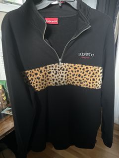 Supreme Leopard Panel Half Zip Sweatshirt | Grailed