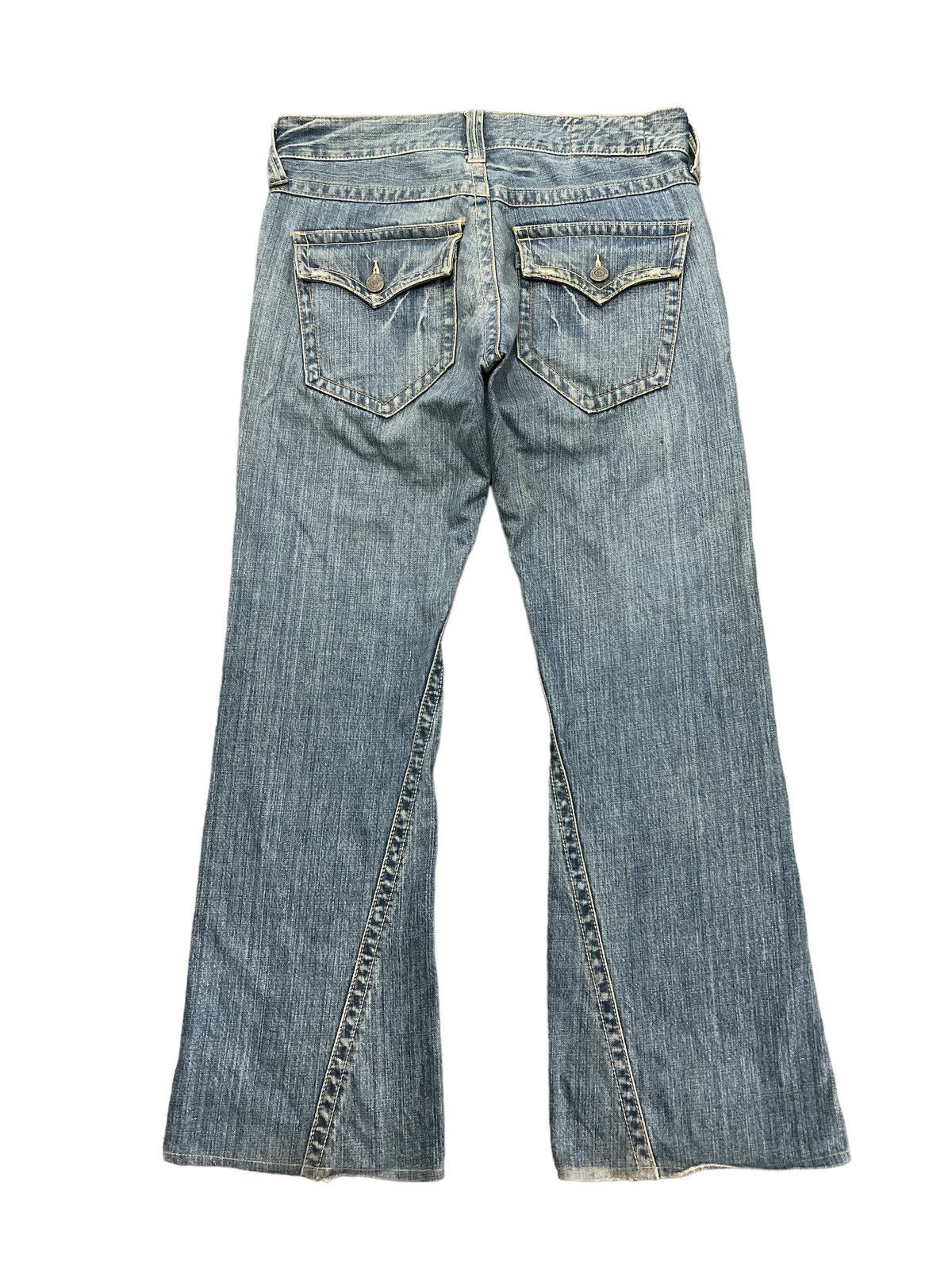 Japanese Brand FLARED💥RUSH HOUR RIPPED TWIST DISTRESSED DENIM PANT Size US 33 - 7 Thumbnail