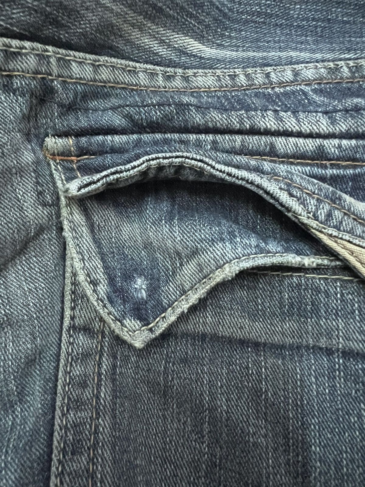 Japanese Brand FLARED💥ROOT THREE DISTRESSED DENIM PANT Size US 30 / EU 46 - 7 Thumbnail
