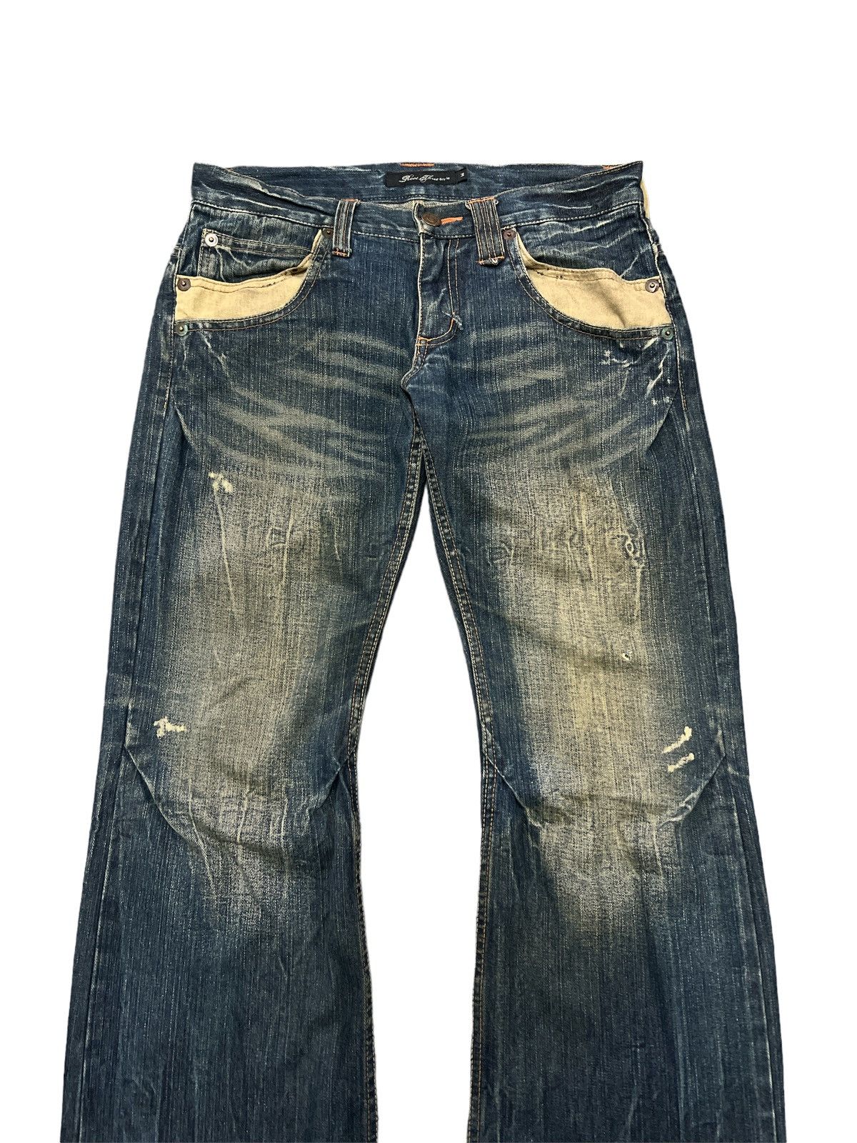 Japanese Brand FLARED💥ROOT THREE DISTRESSED DENIM PANT Size US 30 / EU 46 - 3 Thumbnail
