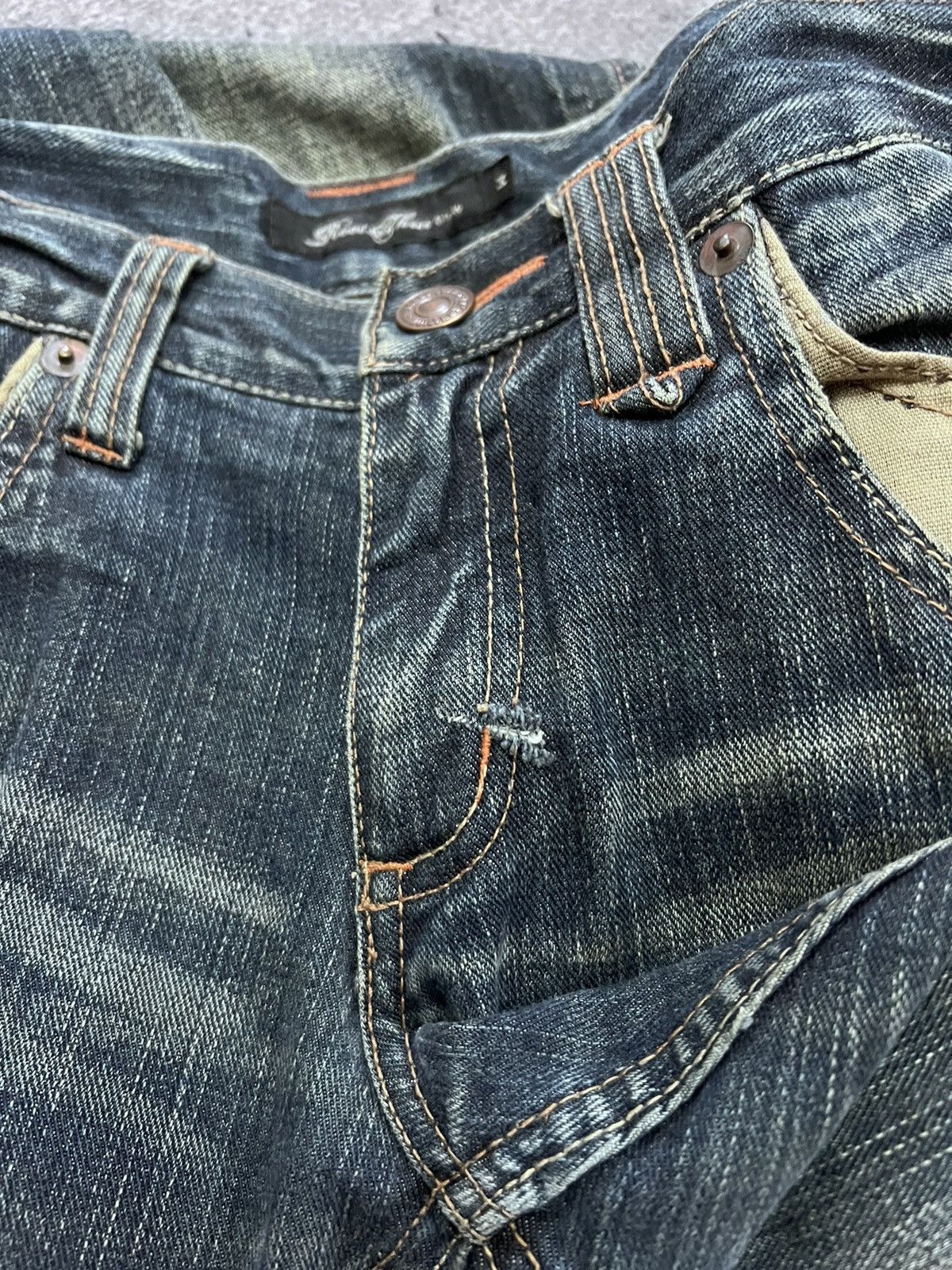 Japanese Brand FLARED💥ROOT THREE DISTRESSED DENIM PANT Size US 30 / EU 46 - 10 Thumbnail