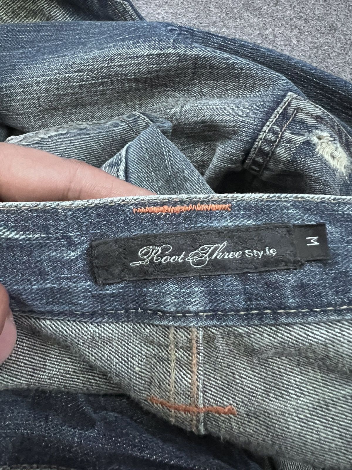 Japanese Brand FLARED💥ROOT THREE DISTRESSED DENIM PANT Size US 30 / EU 46 - 11 Thumbnail