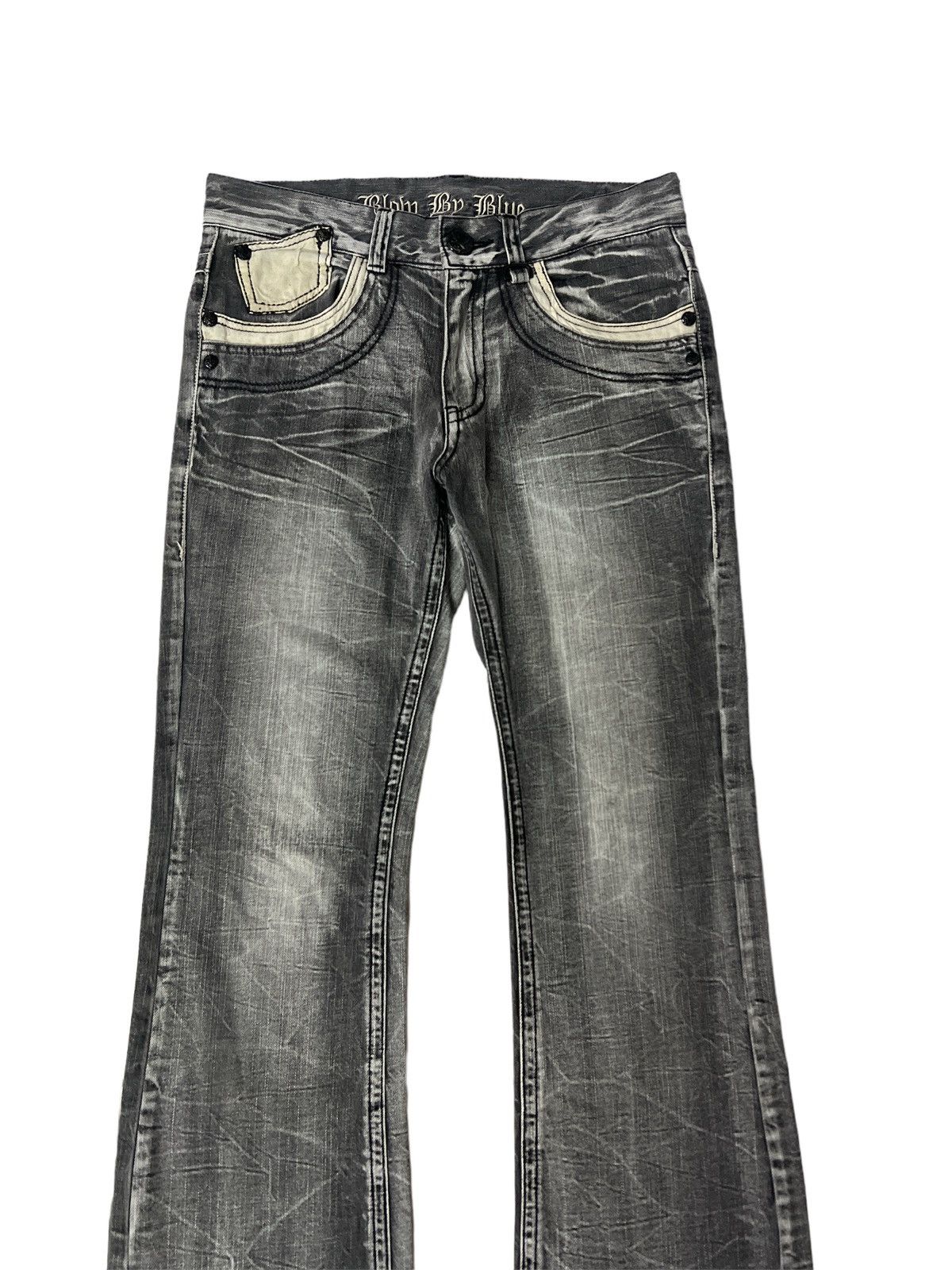 Japanese Brand FLARED💥BLOW BY BLUE DISTRESSED DENIM PAT Size US 31 - 2 Thumbnail