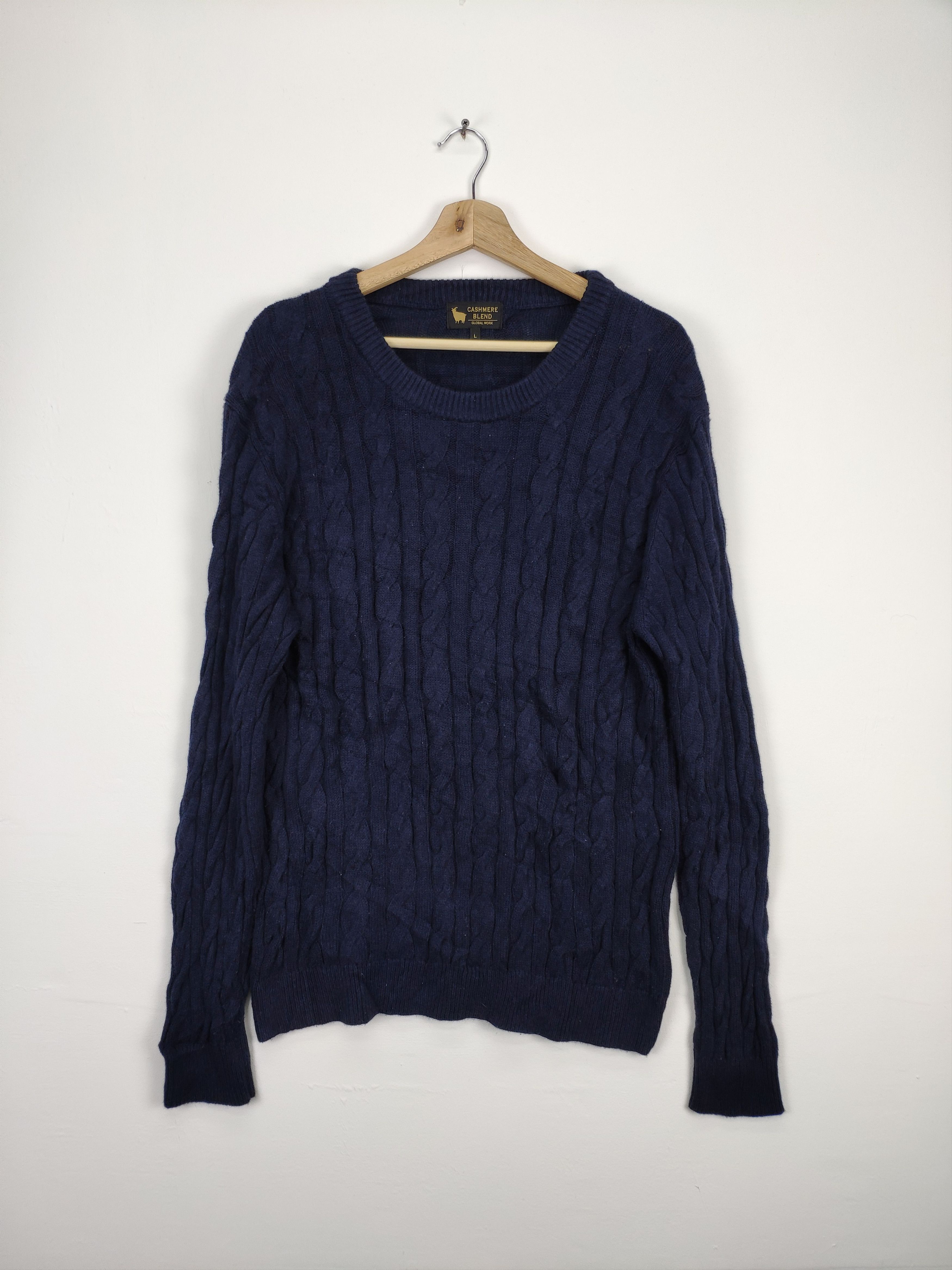 Global Work × Japanese Brand Steal 💥 Vintage Cashmere Cable Knit Sweater Global Work Size US L / EU 52-54 / 3 - 1 Thumbnail