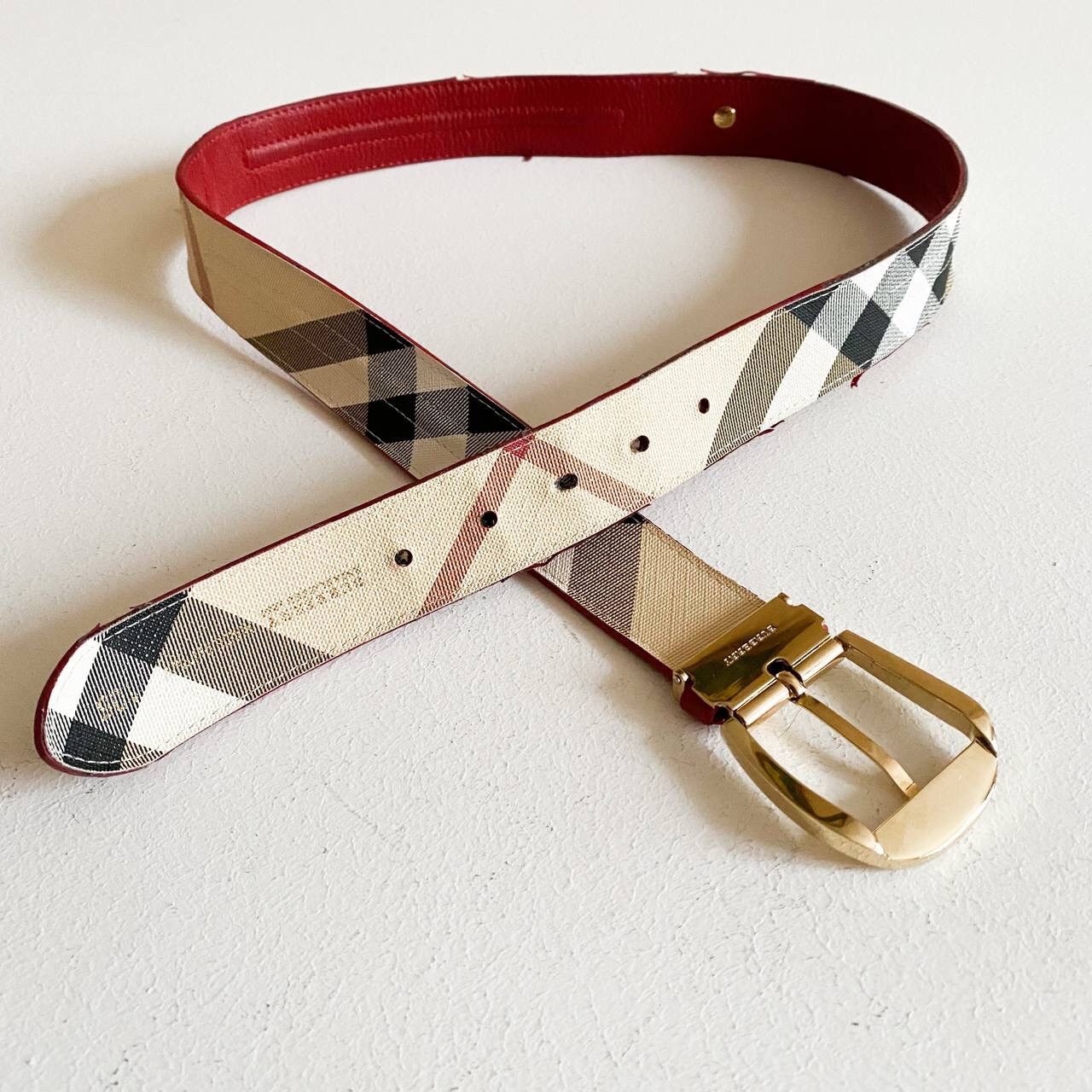 Burberry × Vintage Burberry London Double Sided Nova Check Vintage Belt Size ONE SIZE - 4 Thumbnail