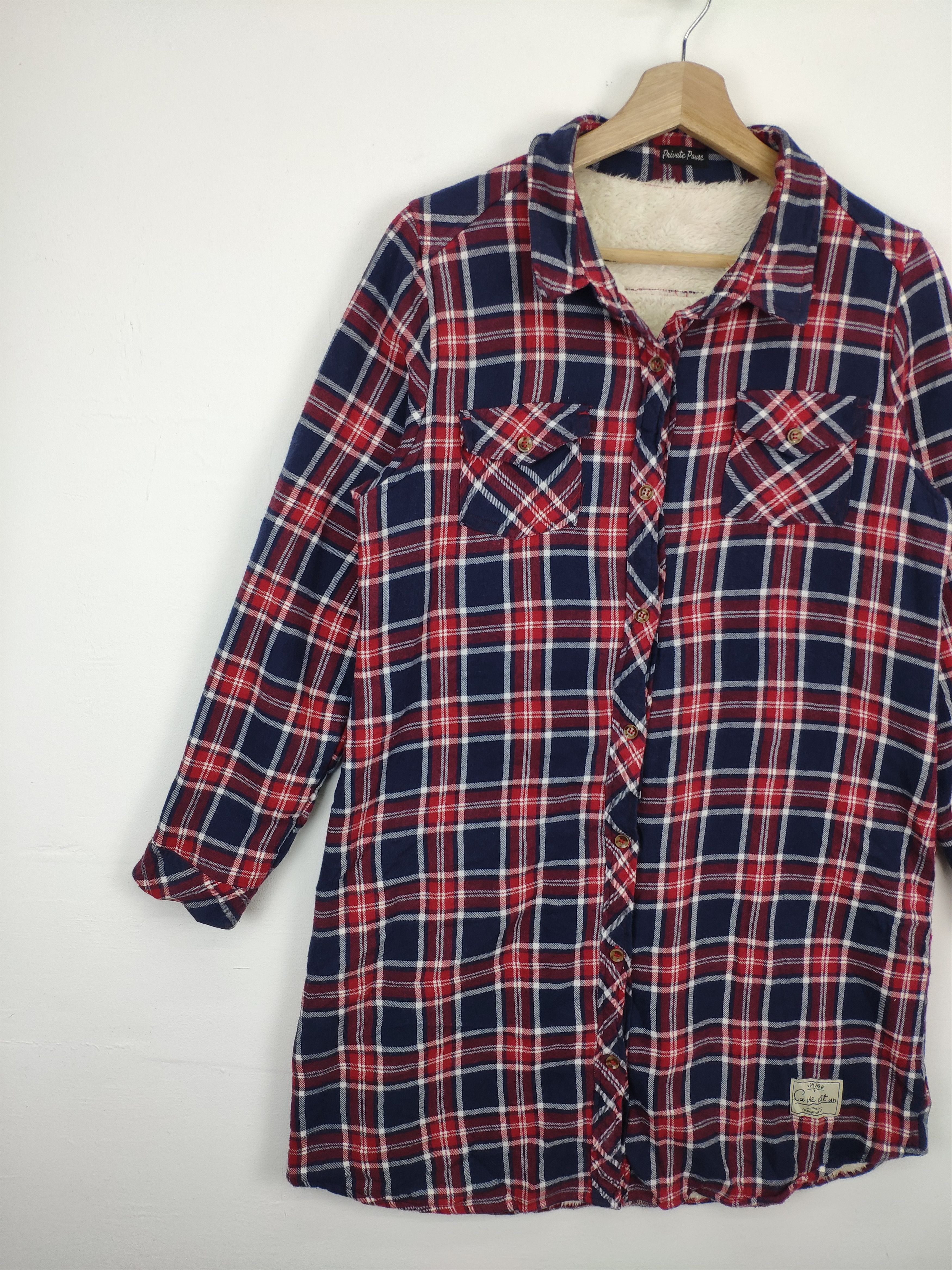 Flannel × Vintage Vintage Plaid Flannel Lining Fleece Sherpa Button Up Size M / US 6-8 / IT 42-44 - 7 Thumbnail