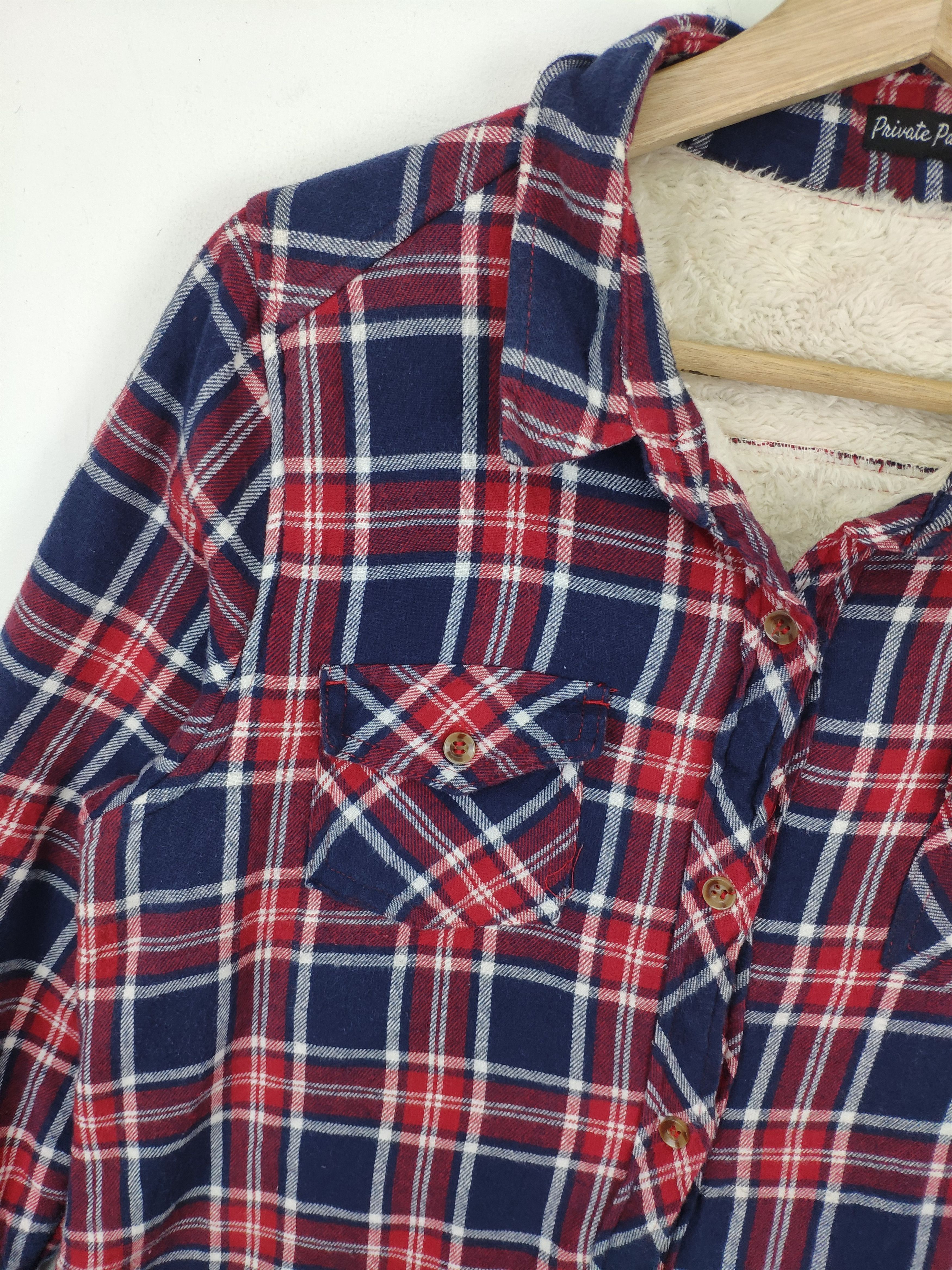 Flannel × Vintage Vintage Plaid Flannel Lining Fleece Sherpa Button Up Size M / US 6-8 / IT 42-44 - 11 Thumbnail