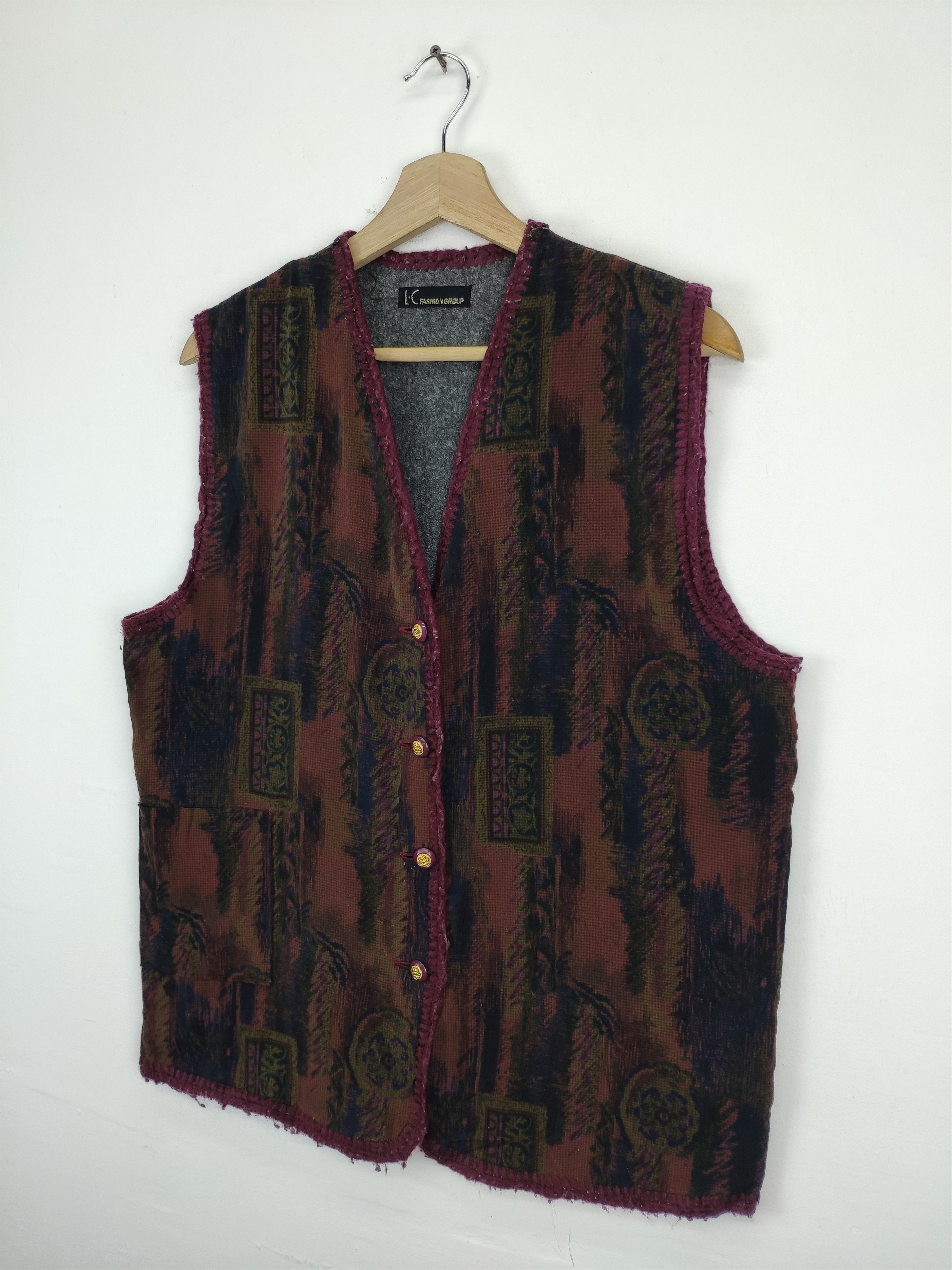 Japanese Brand × Vintage Vintage Vest Lining Fleece Abstract Motif Size M / US 6-8 / IT 42-44 - 6 Thumbnail