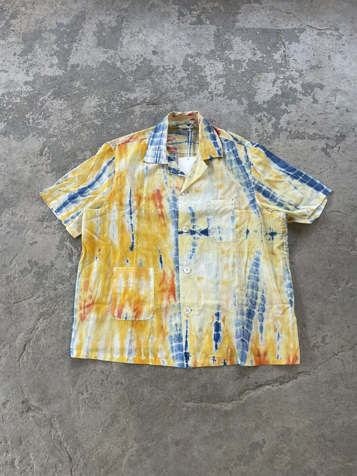 image of Bode One Of A Kind Tie Dye Button Shirt L/xl, Men's