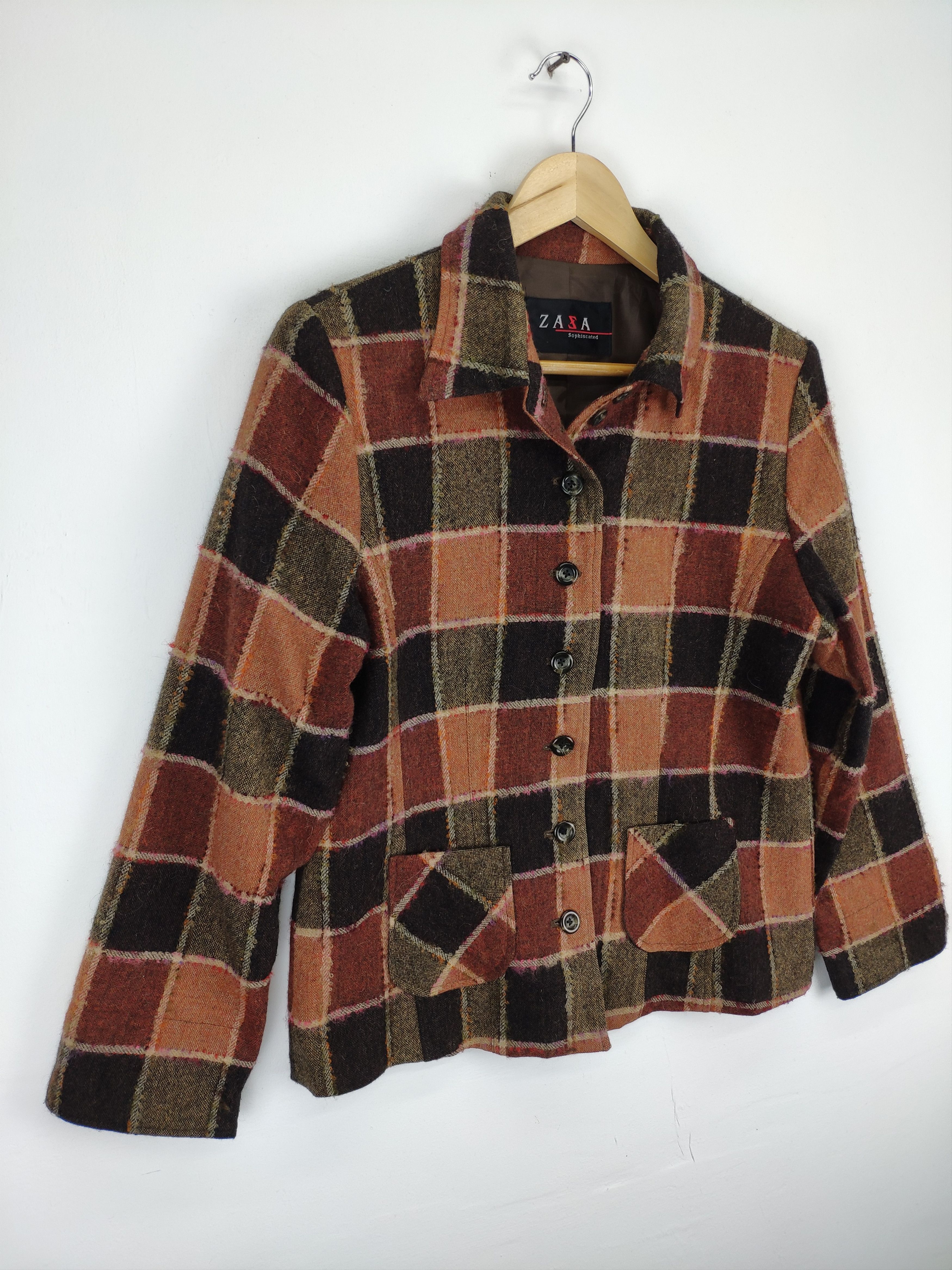 Japanese Brand Vintage Wool Plaid Flannel Button Up Size M / US 6-8 / IT 42-44 - 7 Thumbnail