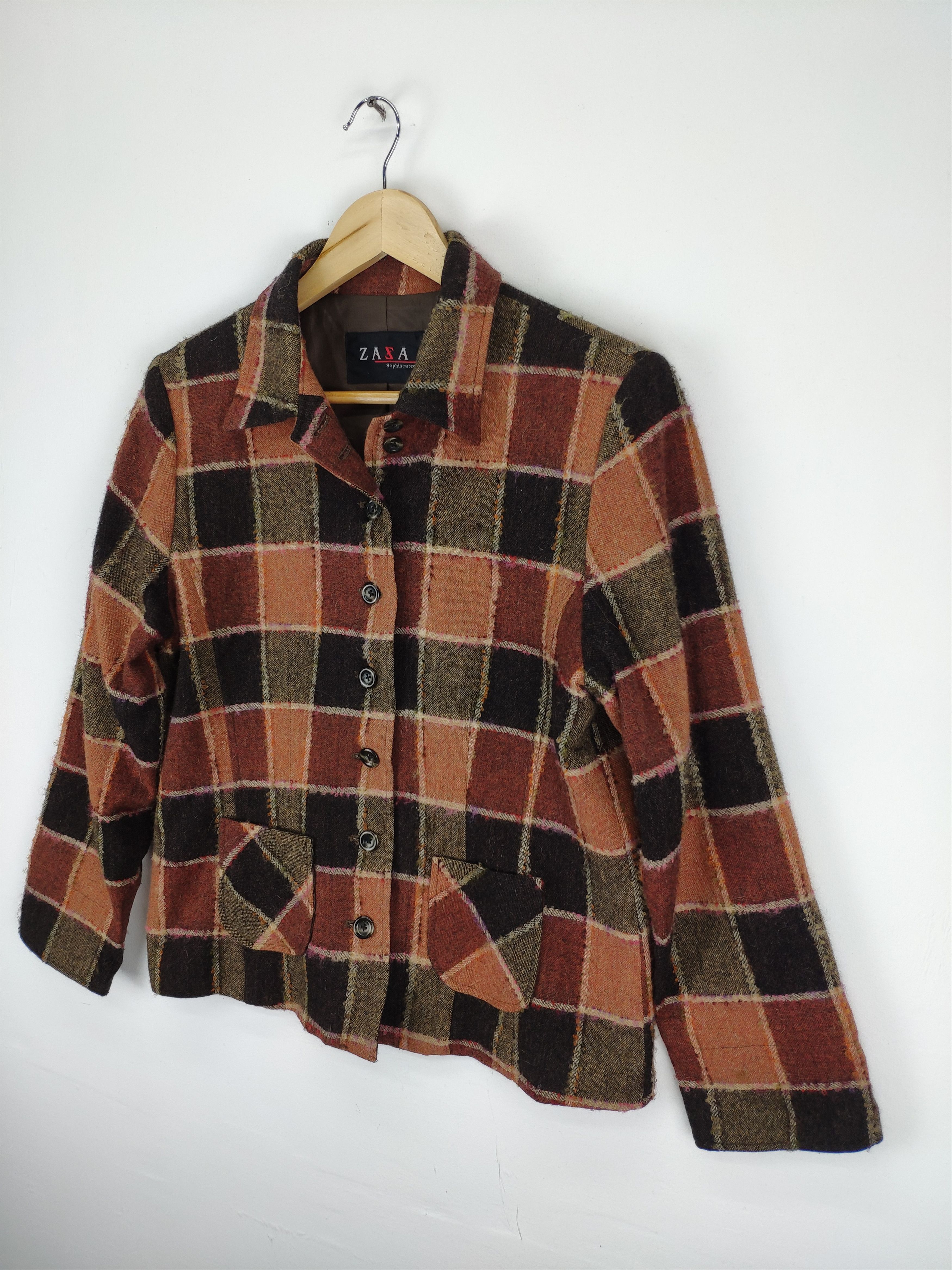 Japanese Brand Vintage Wool Plaid Flannel Button Up Size M / US 6-8 / IT 42-44 - 6 Thumbnail