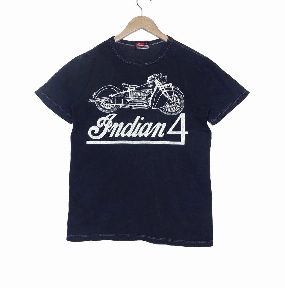 image of Indian Motercycles x Vintage Indian Motorcycle Tshirt Motorsports Tshirt in Faded Black (Size Small