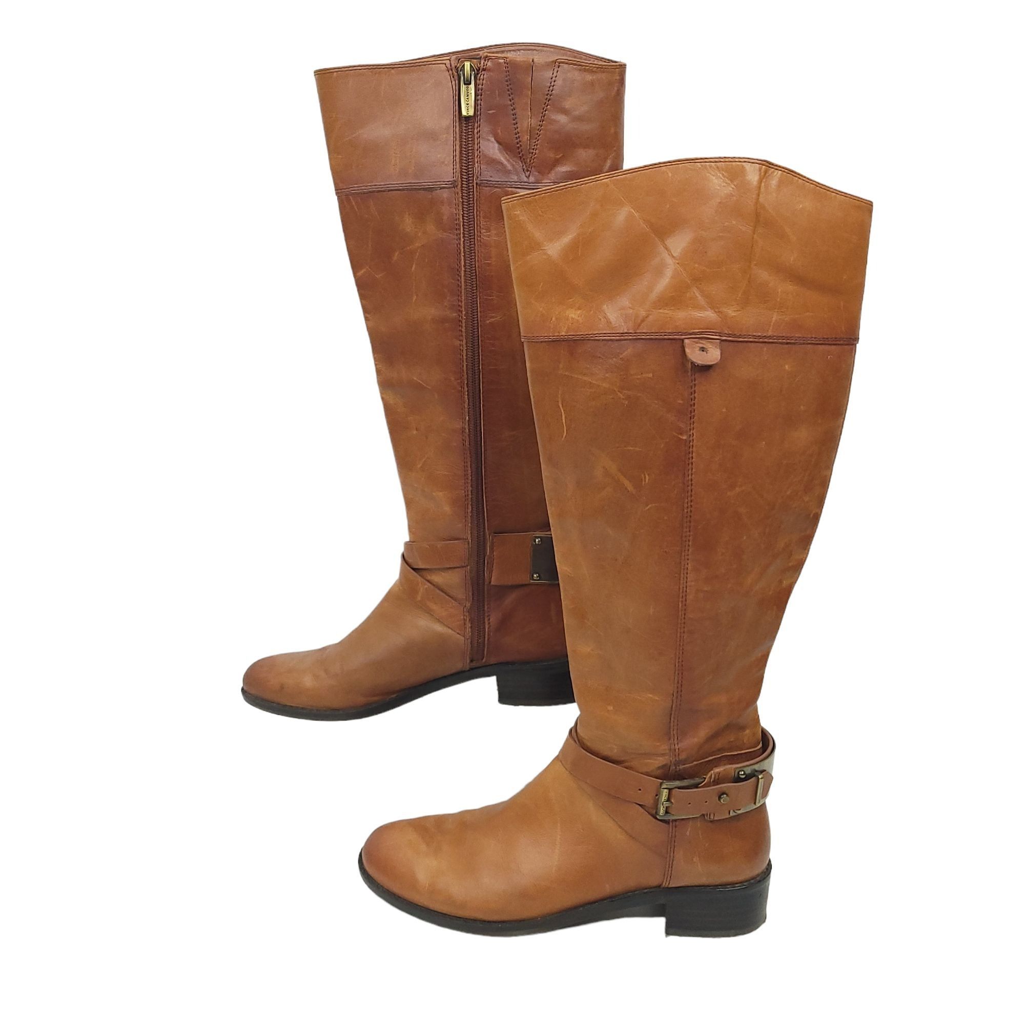 Vince Camuto Jaran Distressed Leather Riding Boots Womens