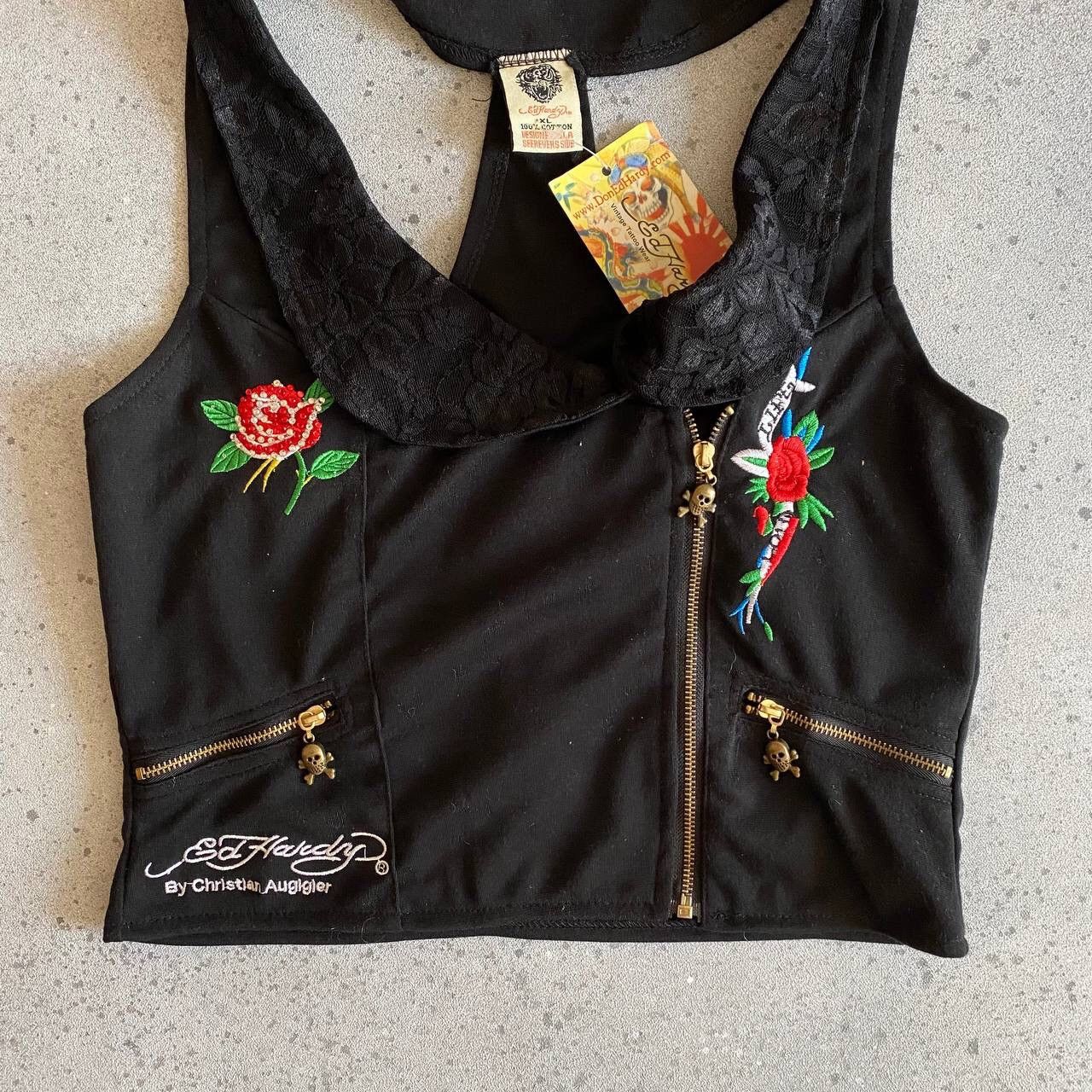 Christian Audigier × Ed Hardy Y2K Ed Hardy by Christian Audigier Skull Cropped Top Size XL / US 12-14 / IT 48-50 - 7 Thumbnail