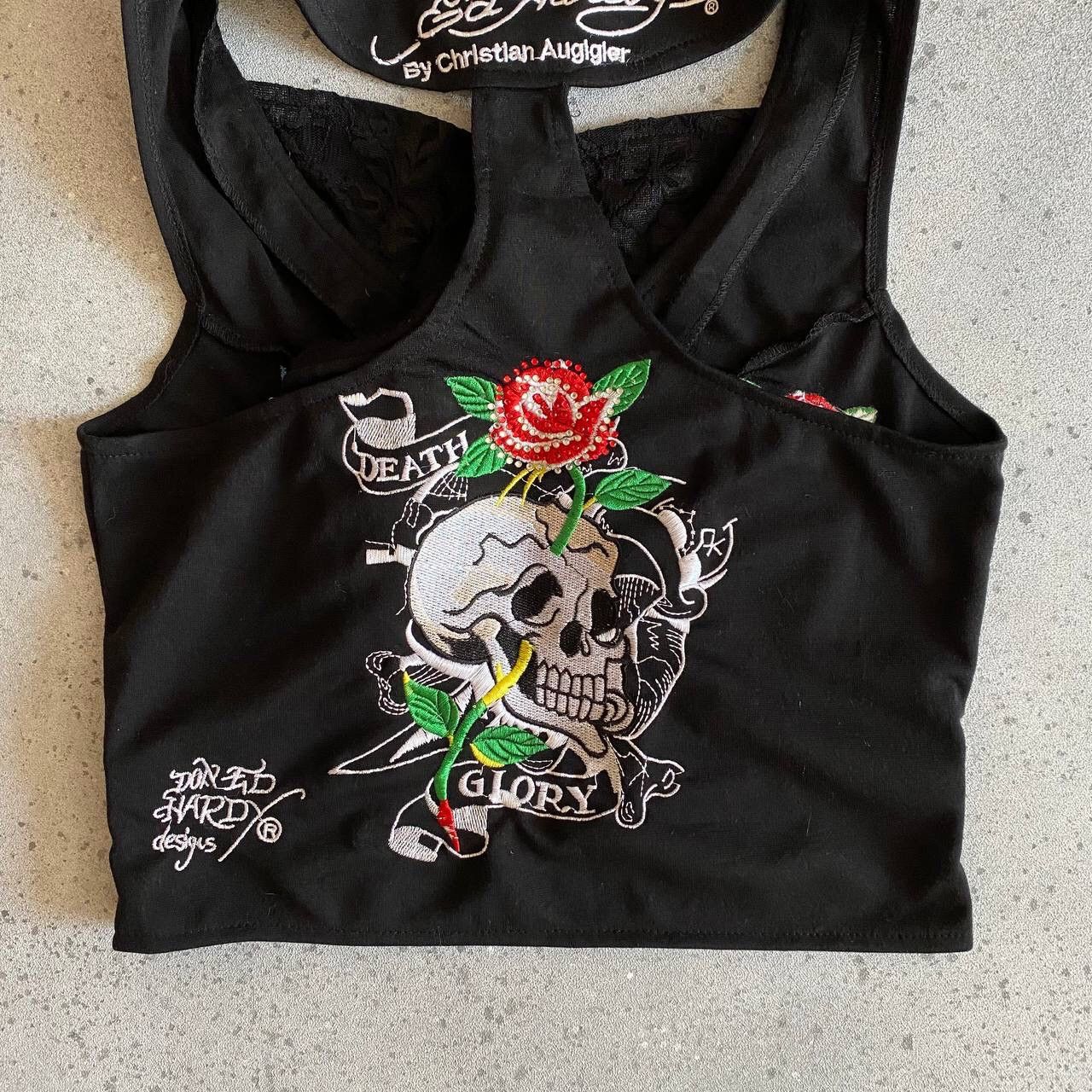 Christian Audigier × Ed Hardy Y2K Ed Hardy by Christian Audigier Skull Cropped Top Size XL / US 12-14 / IT 48-50 - 4 Thumbnail