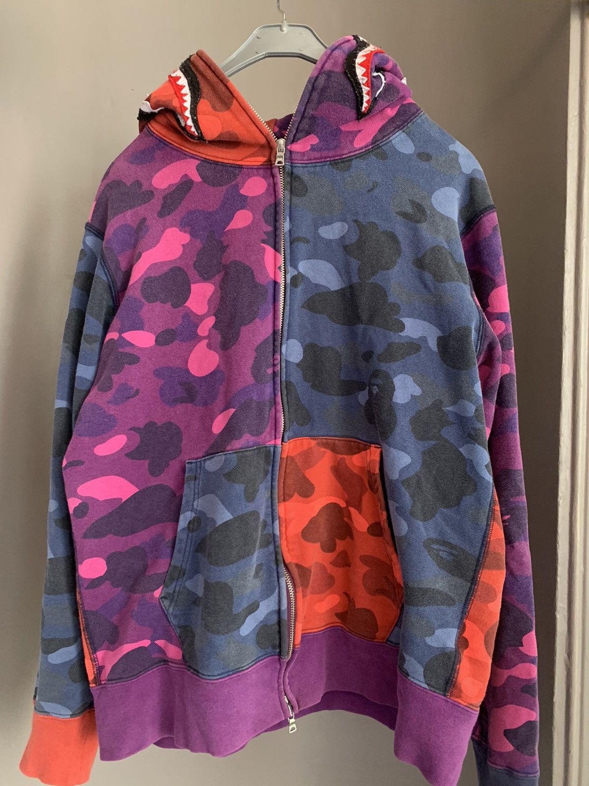 Bape COLOR CAMO CRAZY SHARK FULL ZIP HOODIE | Grailed