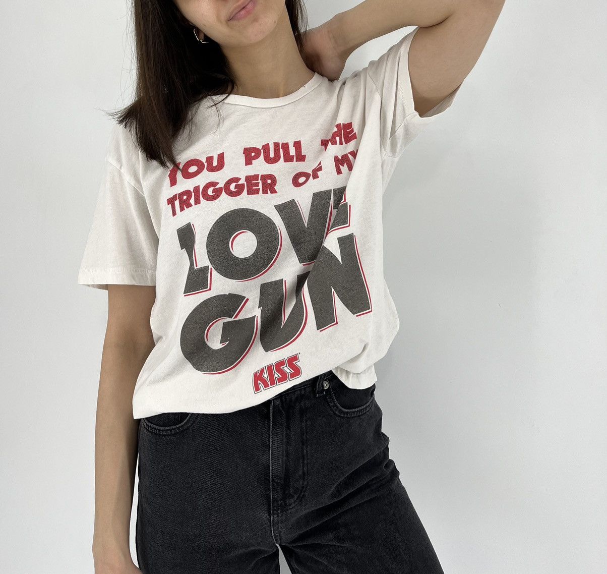 Band Tees Vintage Y2K KISS "You Pull The Trigger Of My Love Gun " Size M / US 6-8 / IT 42-44 - 5 Thumbnail