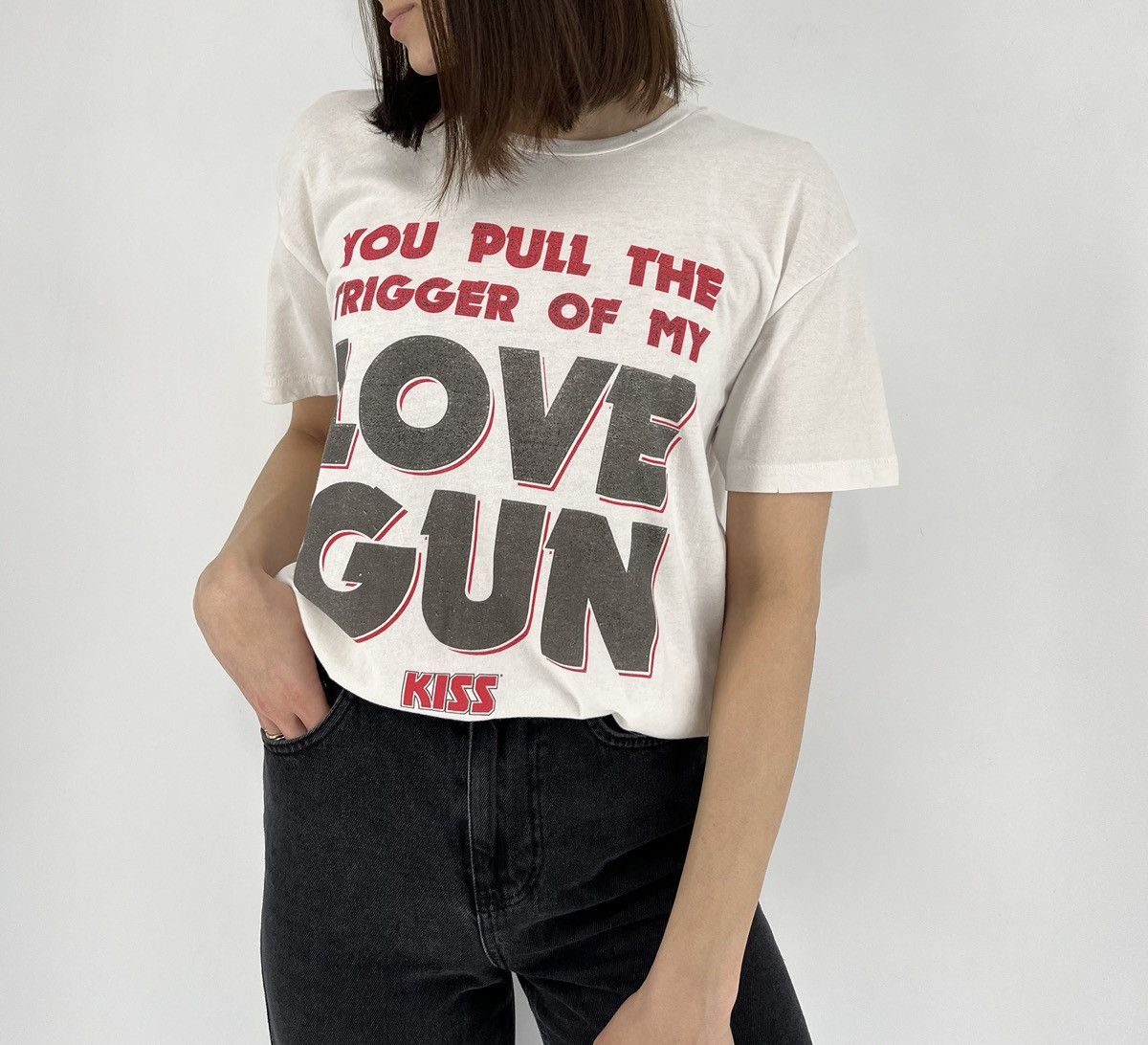 Band Tees Vintage Y2K KISS "You Pull The Trigger Of My Love Gun " Size M / US 6-8 / IT 42-44 - 4 Thumbnail
