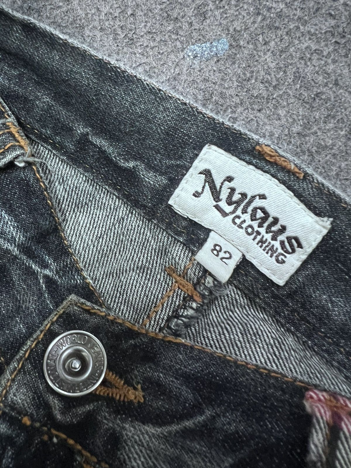 Japanese Brand NYLAUS THRASHED DISTRESSED DENIM PANT Size US 31 - 9 Thumbnail