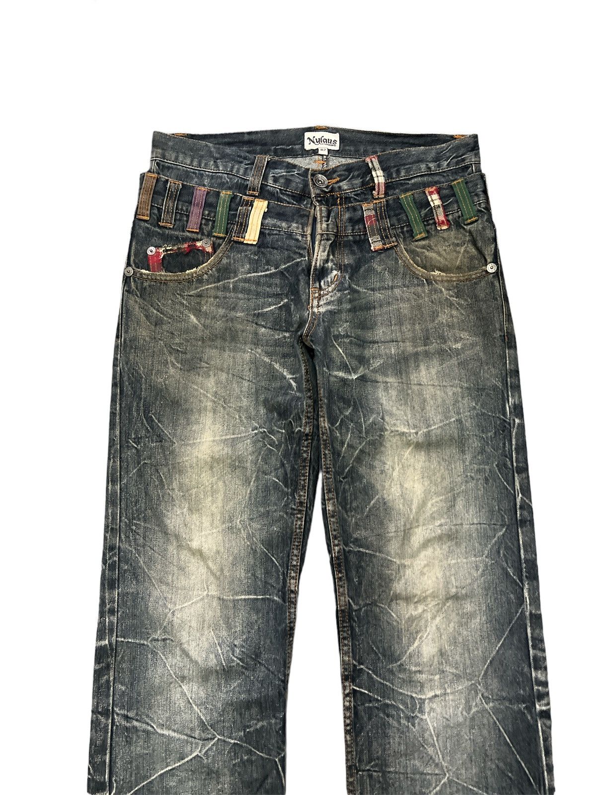 Japanese Brand NYLAUS THRASHED DISTRESSED DENIM PANT Size US 31 - 2 Thumbnail