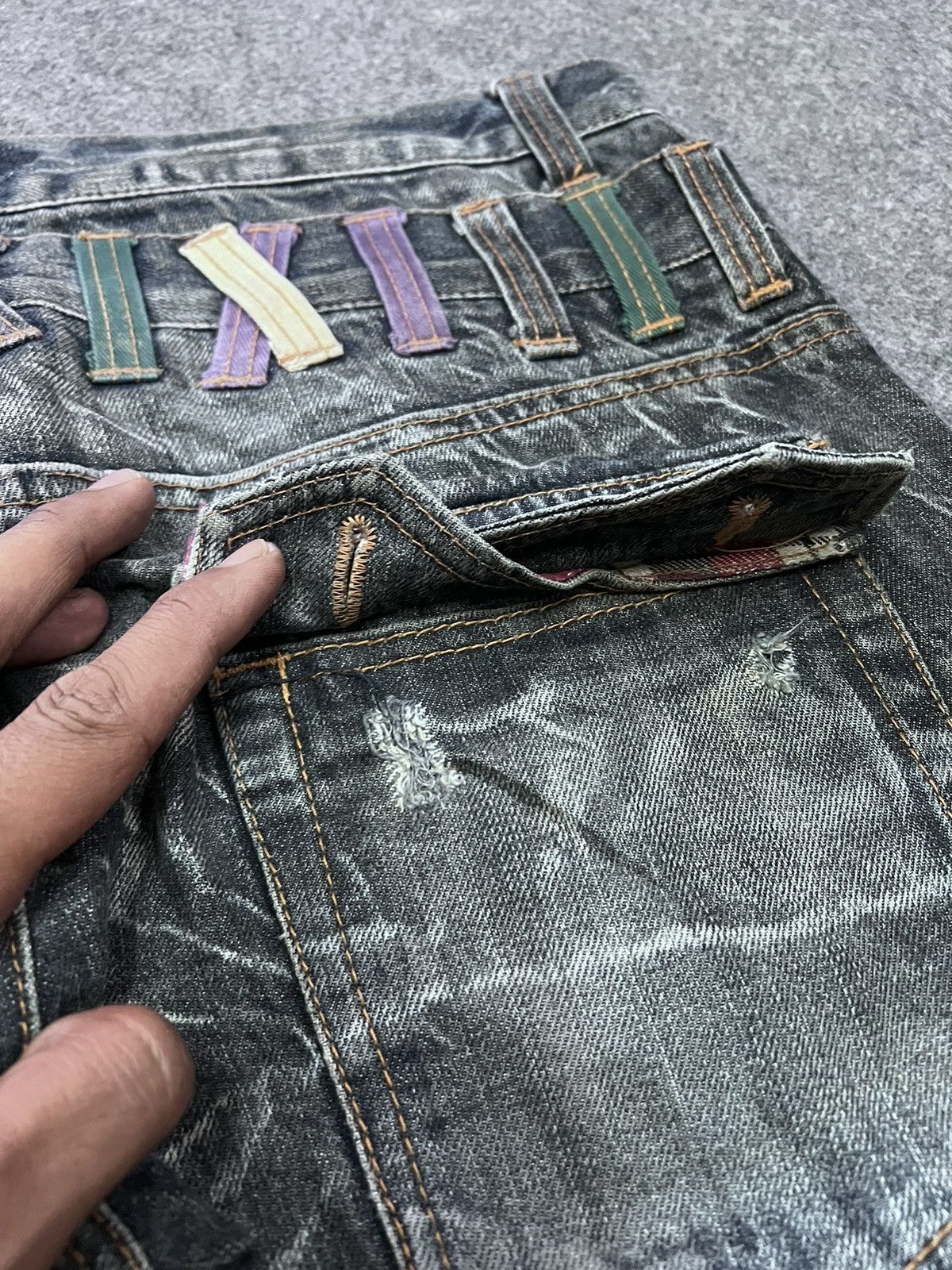 Japanese Brand NYLAUS THRASHED DISTRESSED DENIM PANT Size US 31 - 8 Thumbnail
