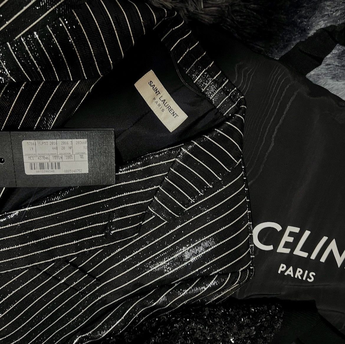 Hedi Slimane × Saint Laurent Paris 16FW Coated Pinstripes Blazer sz46 Size 46S - 6 Thumbnail