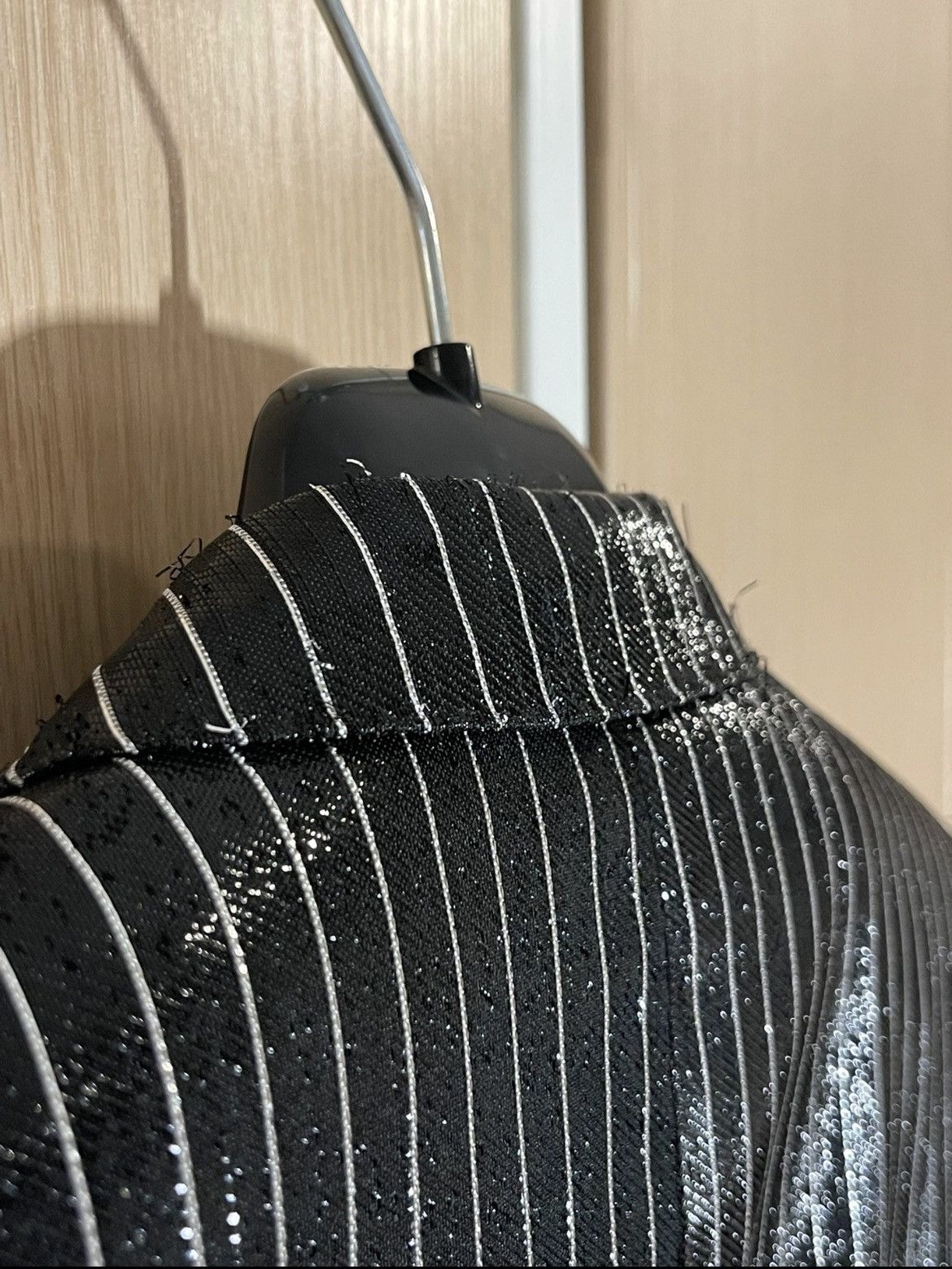 Hedi Slimane × Saint Laurent Paris 16FW Coated Pinstripes Blazer sz46 Size 46S - 4 Thumbnail