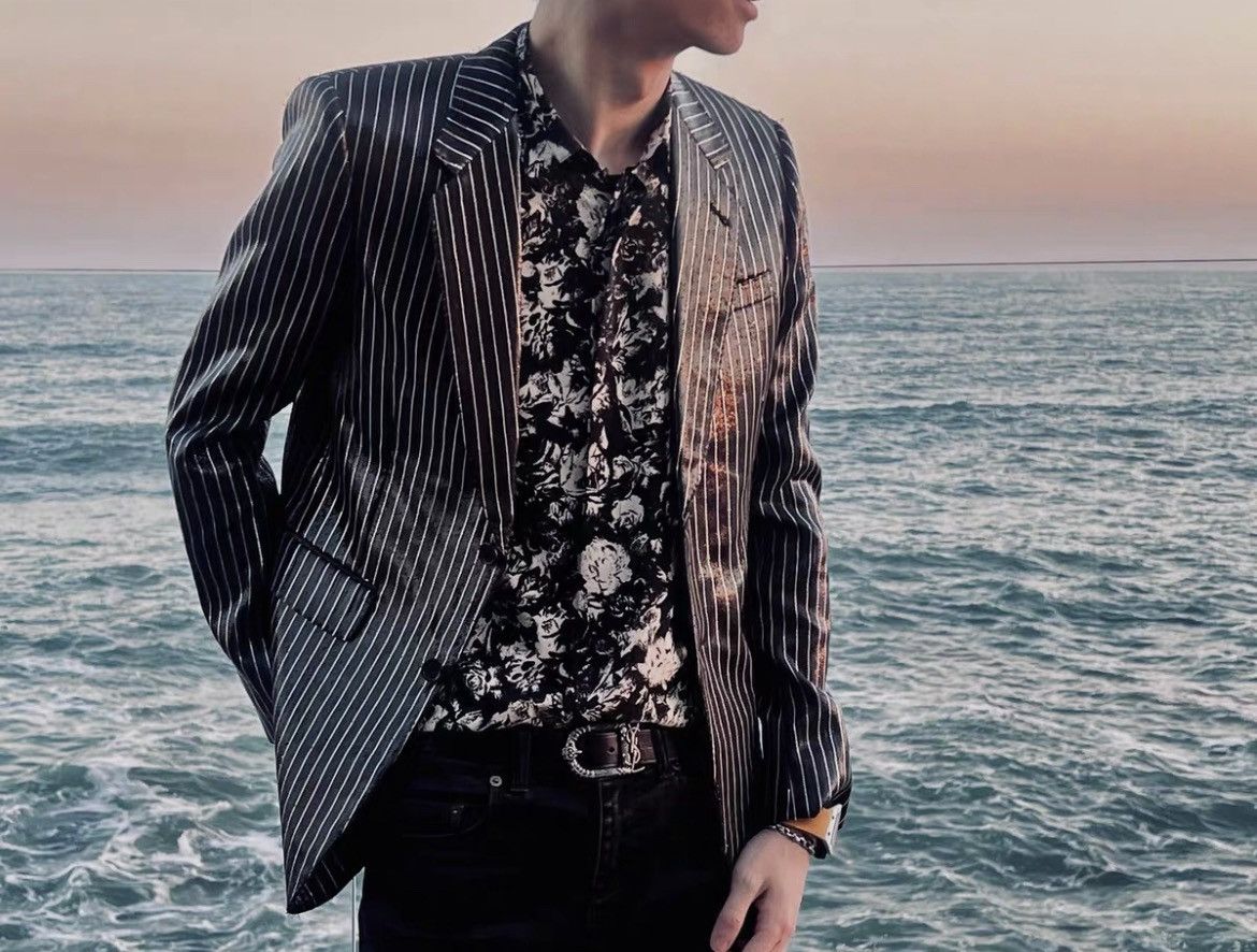 Hedi Slimane × Saint Laurent Paris 16FW Coated Pinstripes Blazer sz46 Size 46S - 11 Thumbnail