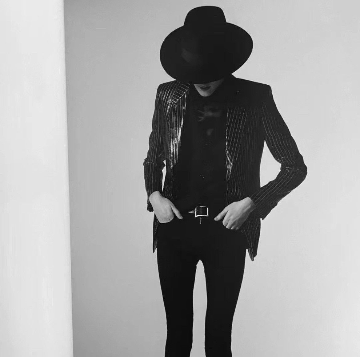 Hedi Slimane × Saint Laurent Paris 16FW Coated Pinstripes Blazer sz46 Size 46S - 9 Thumbnail