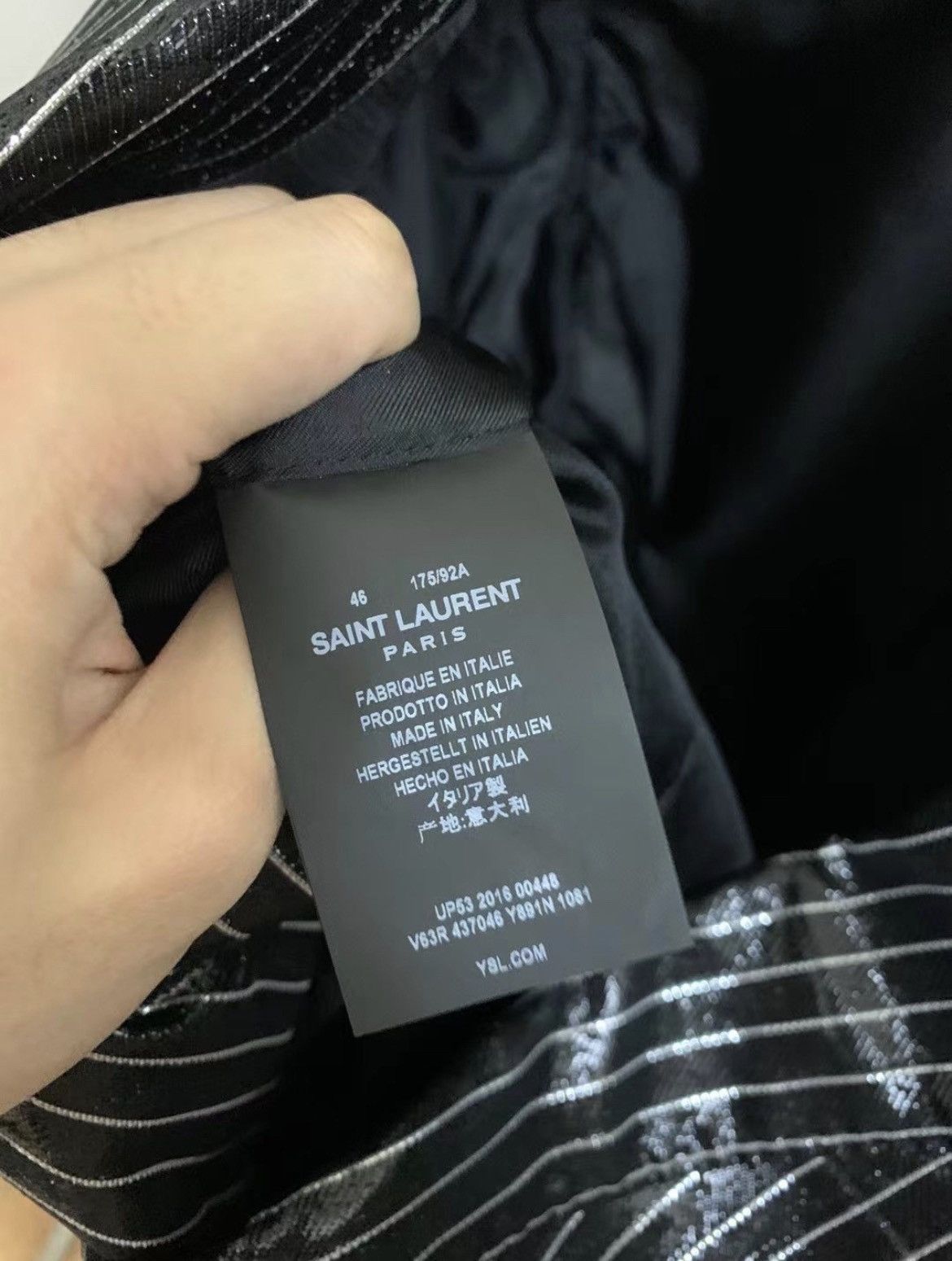 Hedi Slimane × Saint Laurent Paris 16FW Coated Pinstripes Blazer sz46 Size 46S - 7 Thumbnail