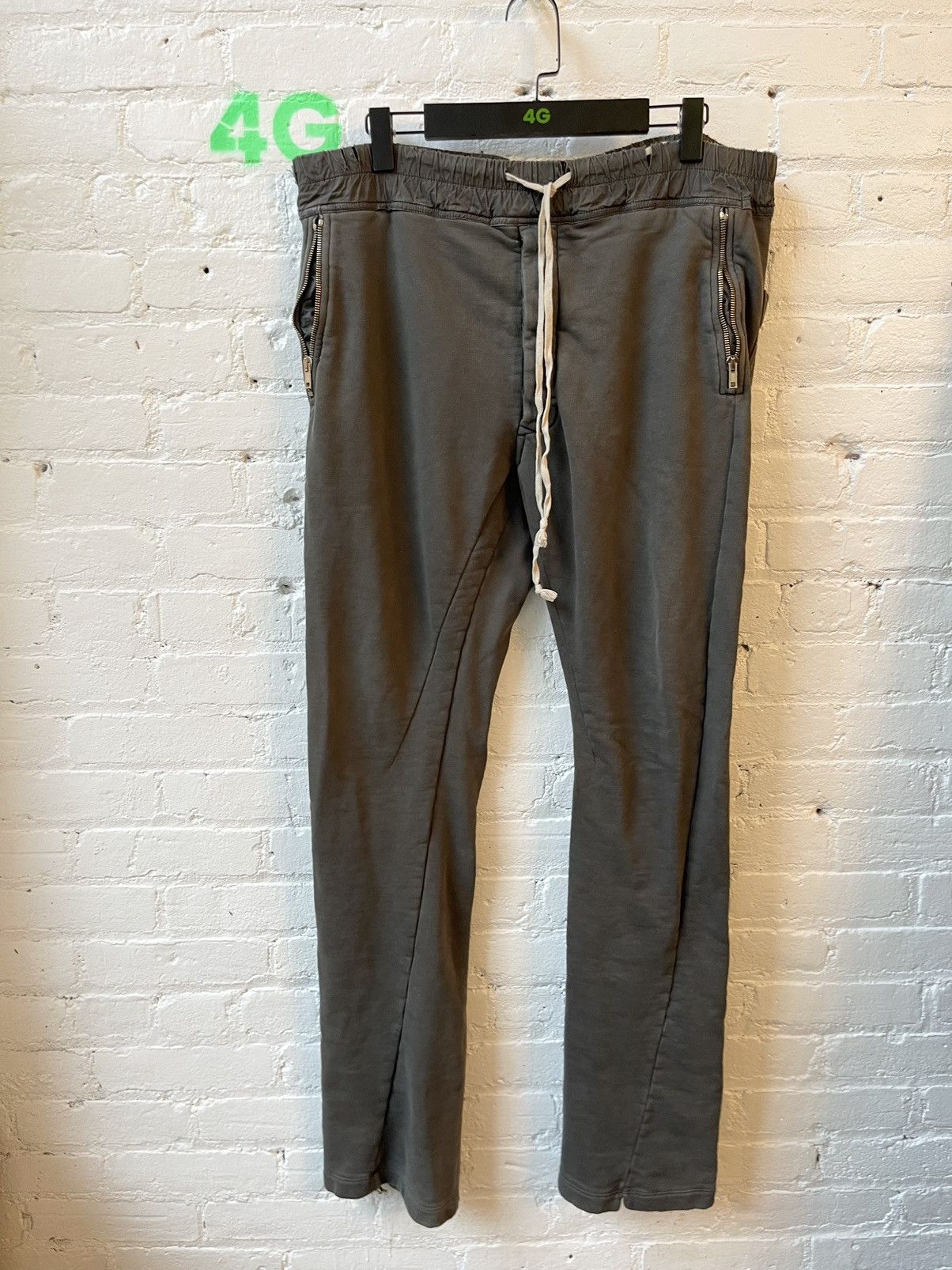 image of Rick Owens Thrashed Berlin Sweatpants Pants No Drop Crotch in Washed Black, Men's (Size 33)