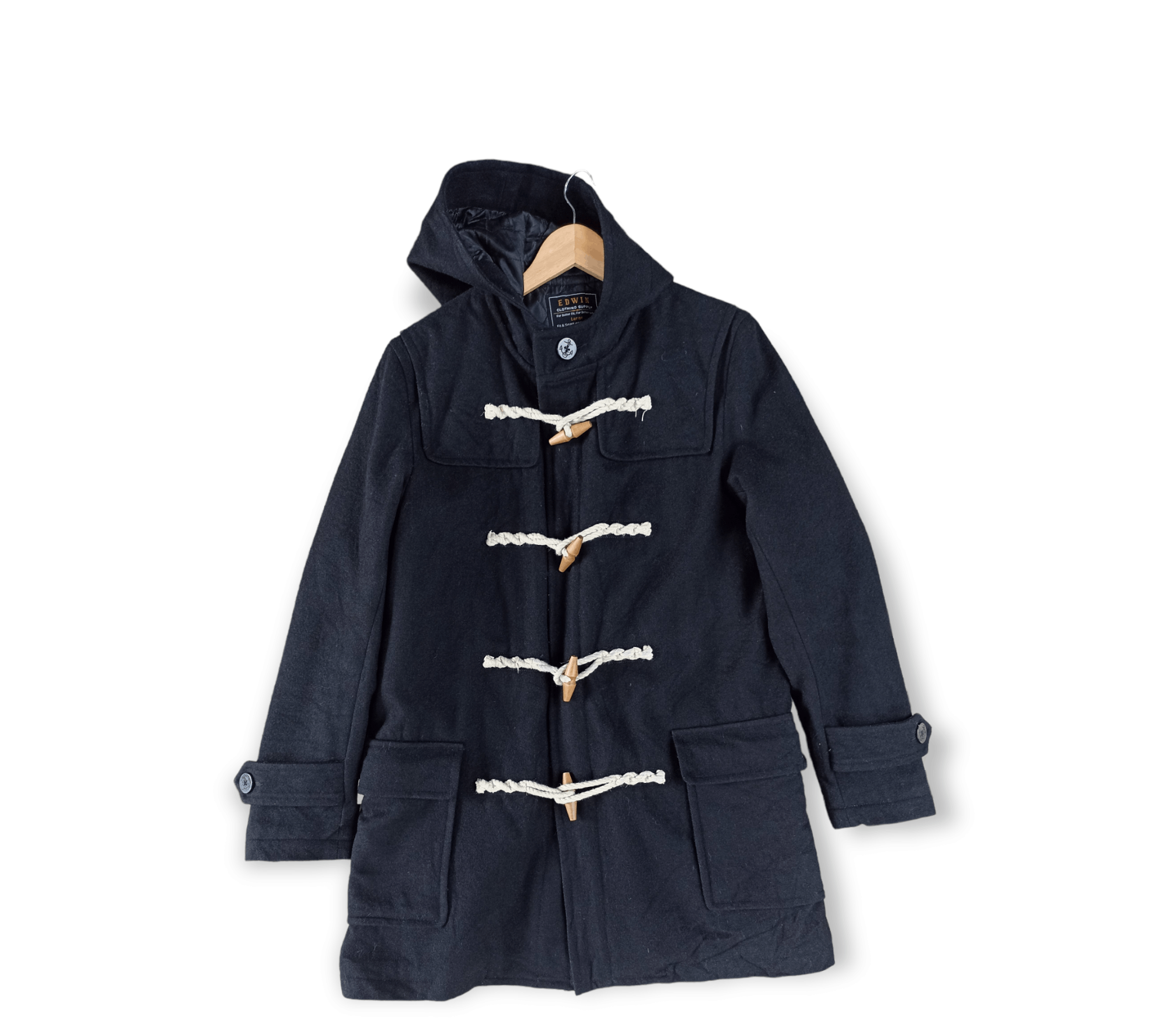 image of Avant Garde x Edwin Black Wool Duffler Coat, Men's (Size Medium)
