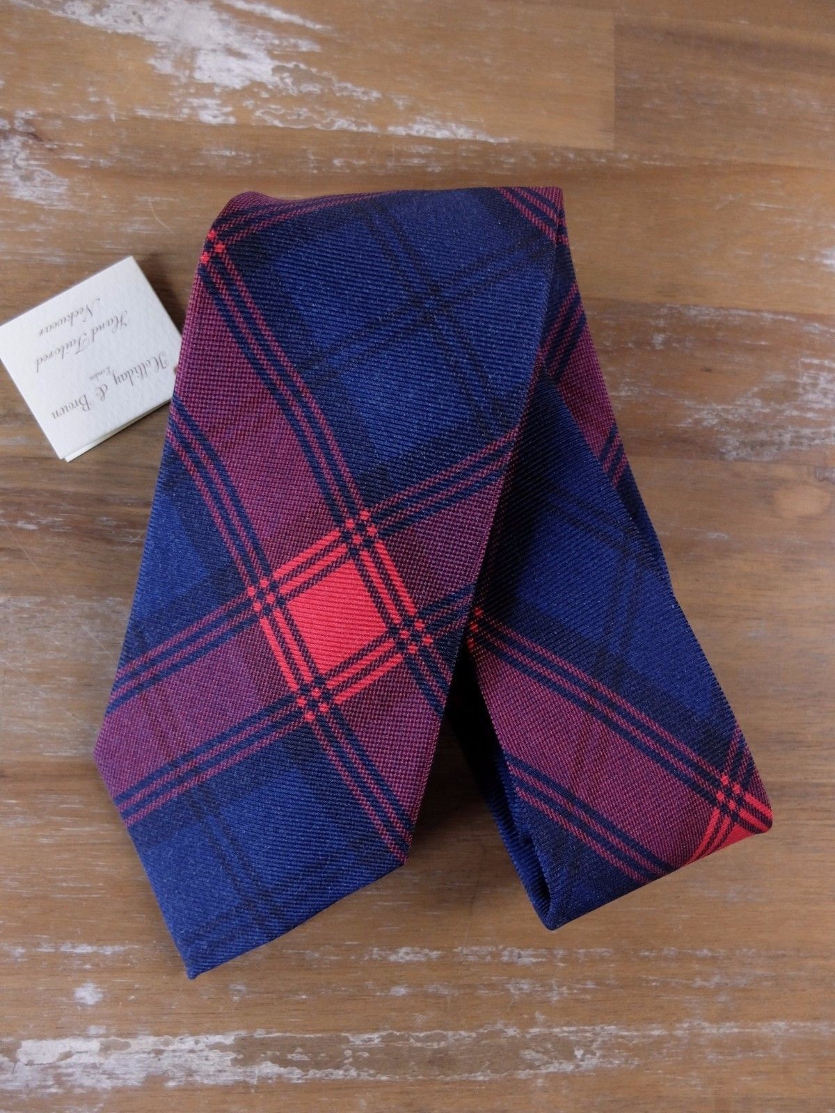 Holliday & Brown HOLLIDAY & BROWN London red blue plaid gingham silk tie q Size ONE SIZE - 1 Thumbnail