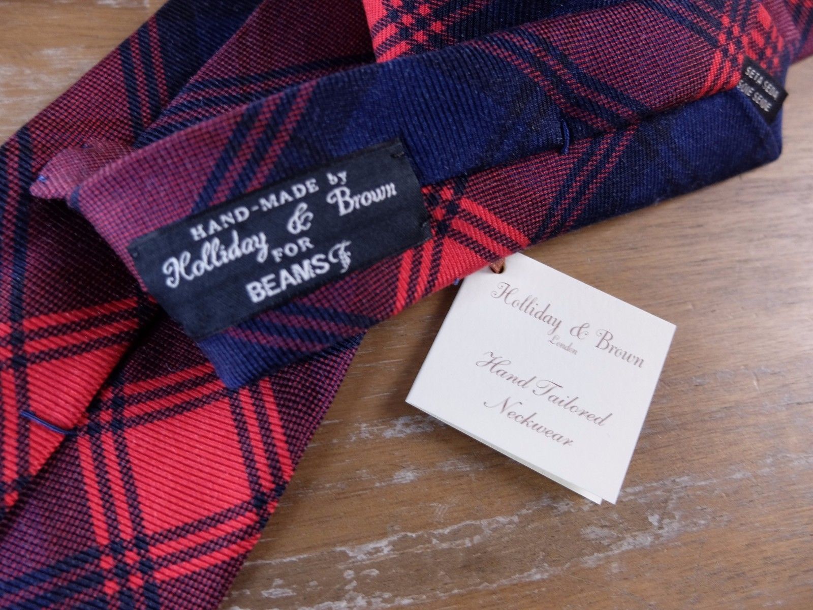 Holliday & Brown HOLLIDAY & BROWN London red blue plaid gingham silk tie q Size ONE SIZE - 3 Thumbnail