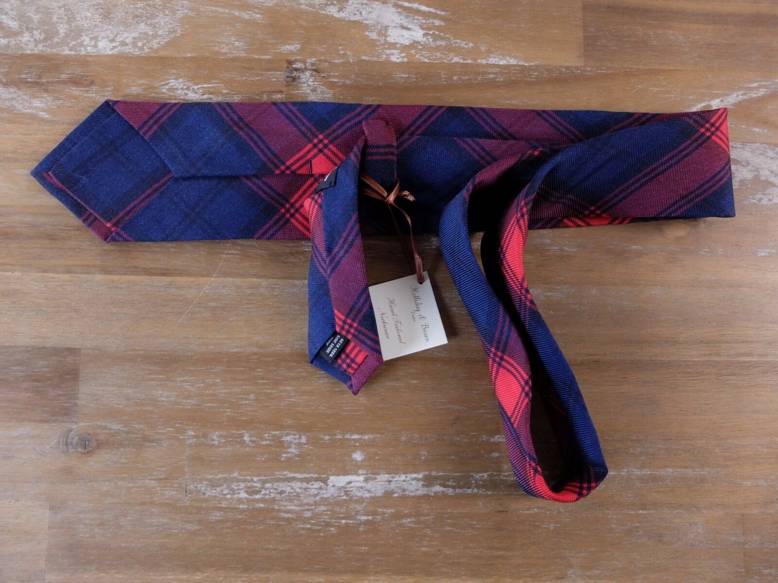 Holliday & Brown HOLLIDAY & BROWN London red blue plaid gingham silk tie q Size ONE SIZE - 2 Thumbnail