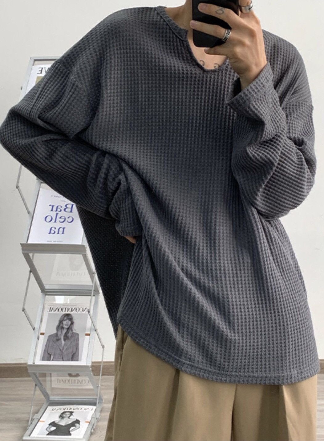 Japanese Brand × Vintage 90s retro long sleeve waffle t-shirt top Size US L / EU 52-54 / 3 - 2 Thumbnail