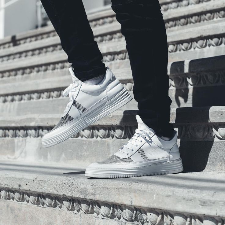 image of Filling Pieces Ss16 Sneakers - Stripe Perforated White, Men's (Size 8)