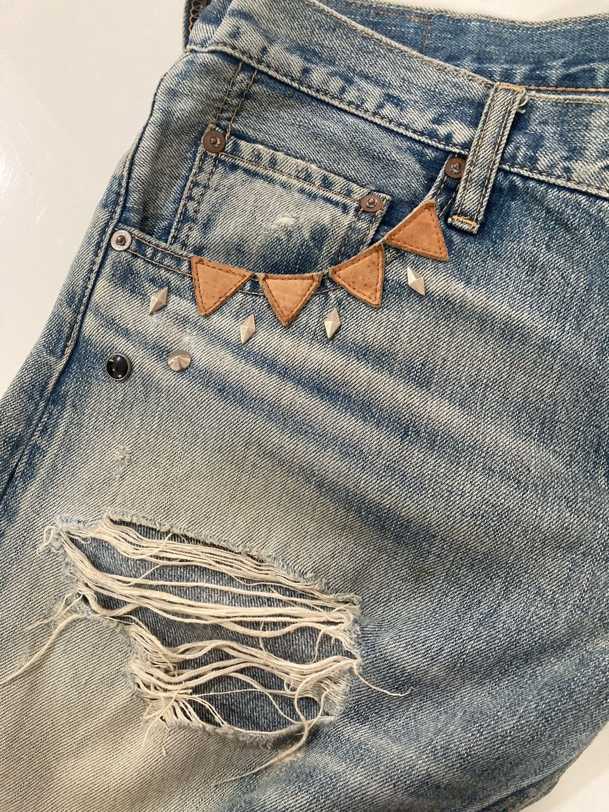 Hysteric Glamour 🇯🇵 RNA INC DISTRESSED PATCHWORK STUDDED PUNK GRUNGE JEANS Size US 31 - 4 Thumbnail