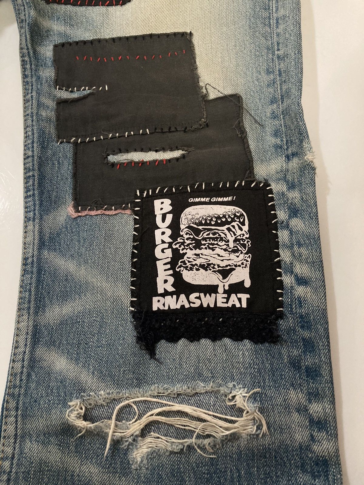Hysteric Glamour 🇯🇵 RNA INC DISTRESSED PATCHWORK STUDDED PUNK GRUNGE JEANS Size US 31 - 6 Thumbnail
