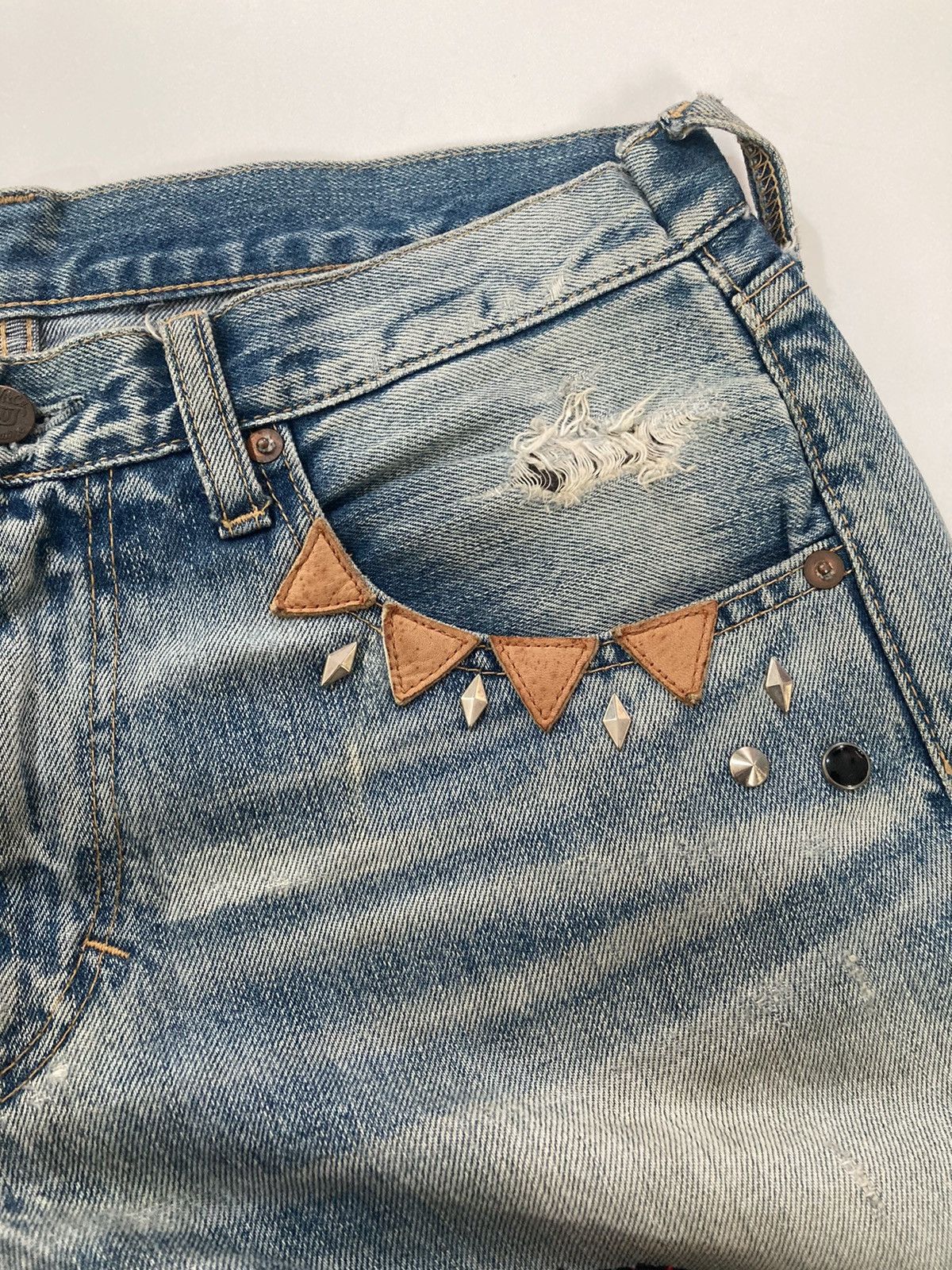 Hysteric Glamour 🇯🇵 RNA INC DISTRESSED PATCHWORK STUDDED PUNK GRUNGE JEANS Size US 31 - 3 Thumbnail