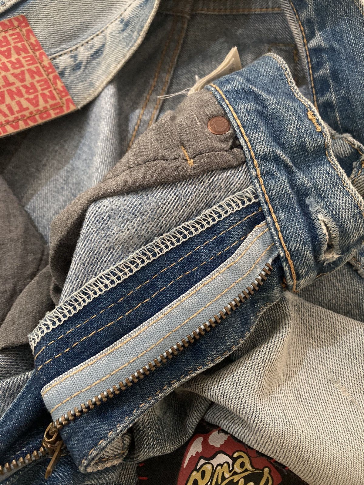 Hysteric Glamour 🇯🇵 RNA INC DISTRESSED PATCHWORK STUDDED PUNK GRUNGE JEANS Size US 31 - 14 Thumbnail