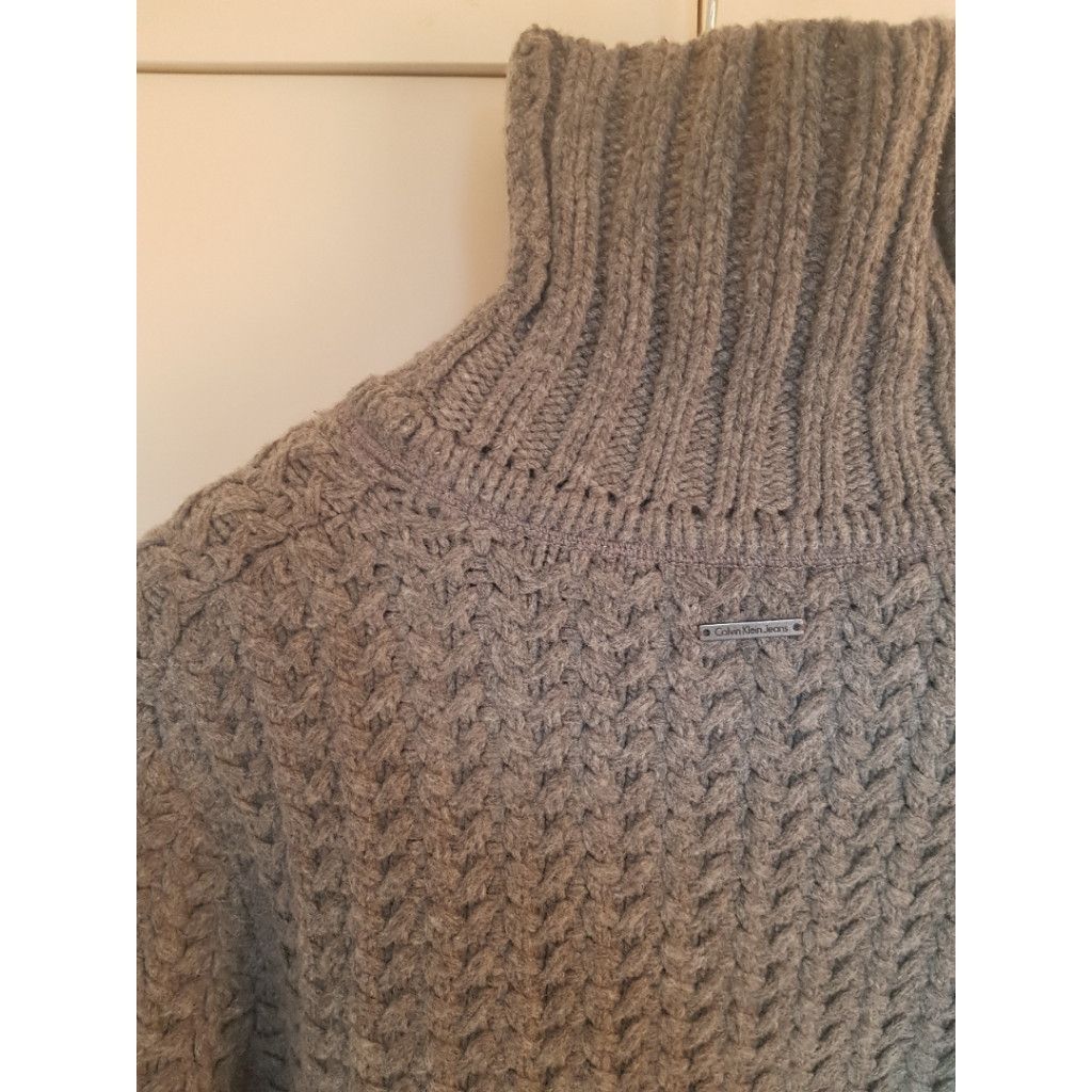 Calvin Klein Fisherman Turtleneck Gray Heavy Sweater Size US L / EU 52-54 / 3 - 5 Thumbnail