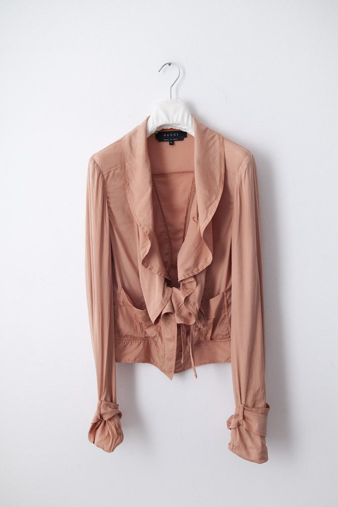 Image of Gucci x Tom Ford Ss03 Salmon Blouse in Salmon Pink, Women's (Size Small)