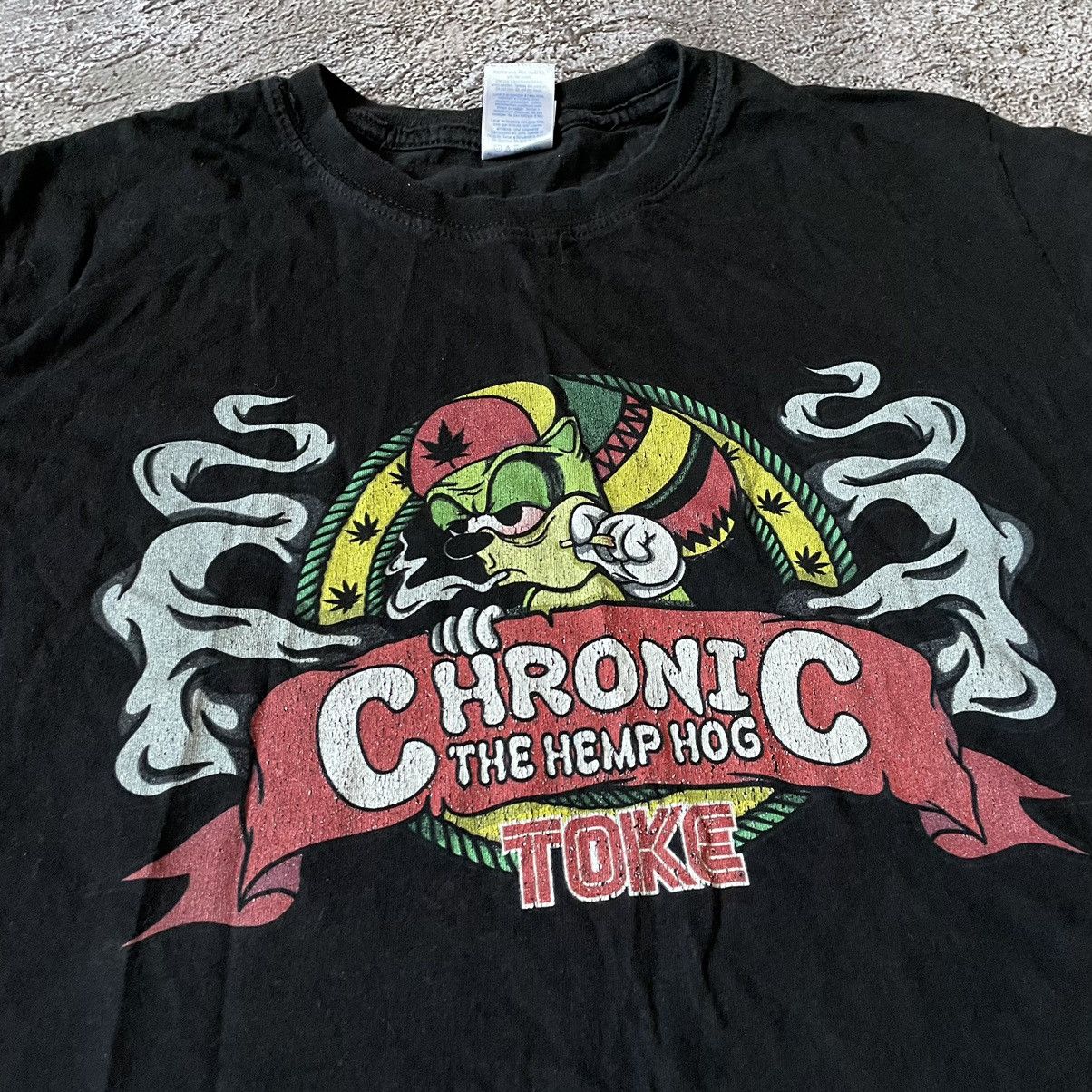 Vintage Vintage Y2K Graphic Tee Chronic Hemp Faded Black Grunge M Size US M / EU 48-50 / 2 - 7 Thumbnail